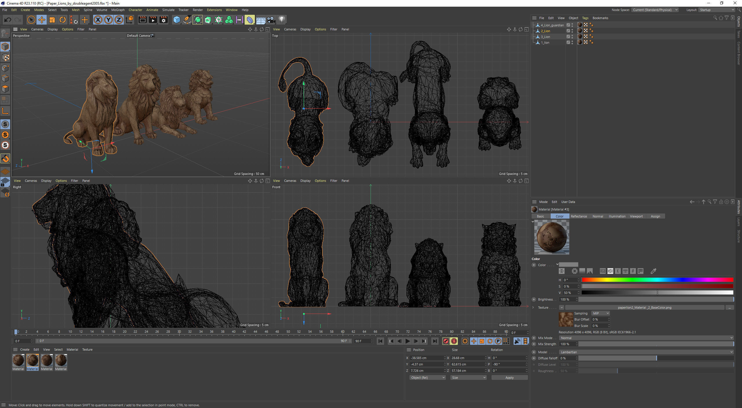 Paper Lions - 5 lowpoly PBR models Low-poly 3D model_37