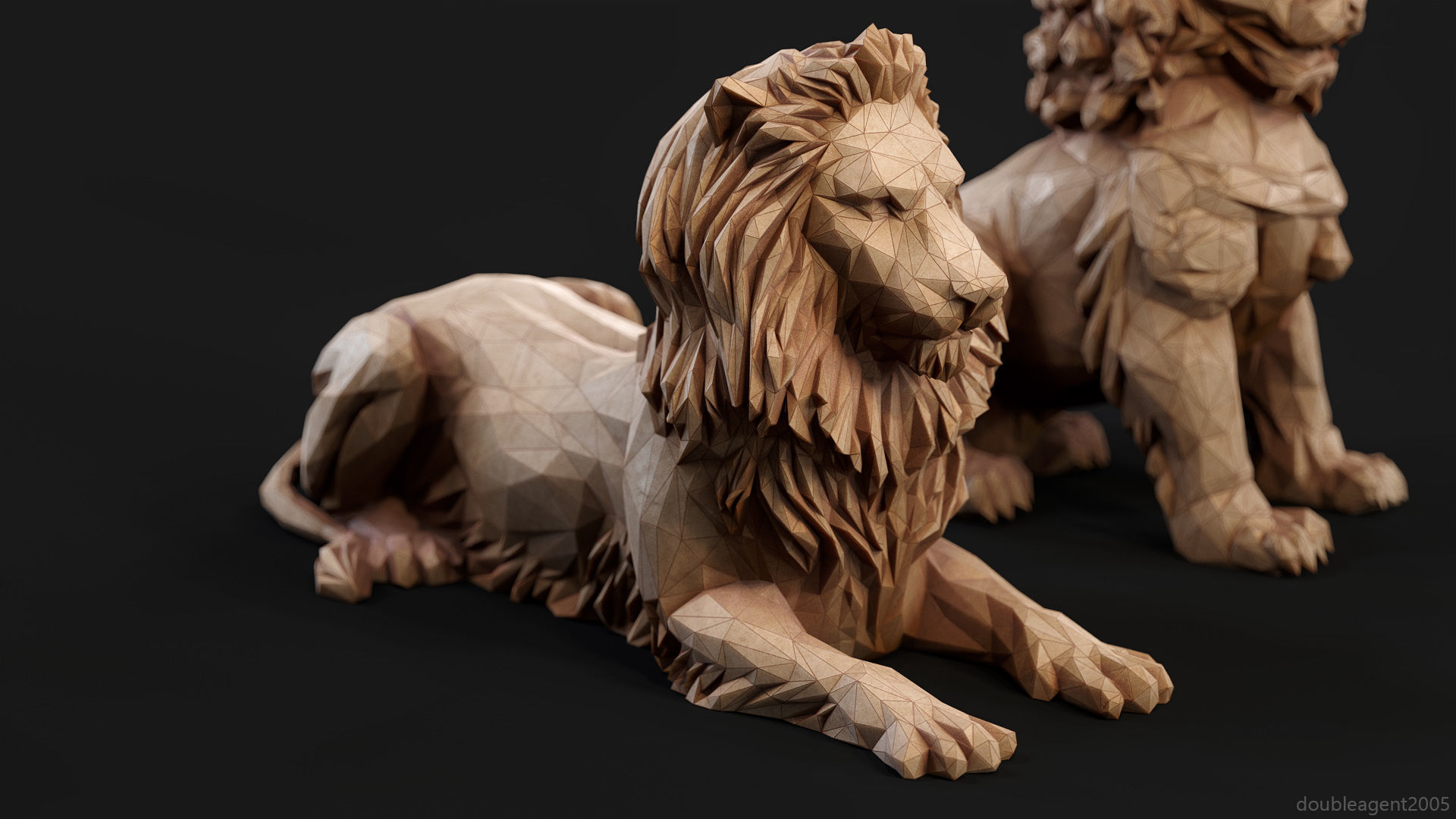 Paper Lions - 5 lowpoly PBR models Low-poly 3D model_17