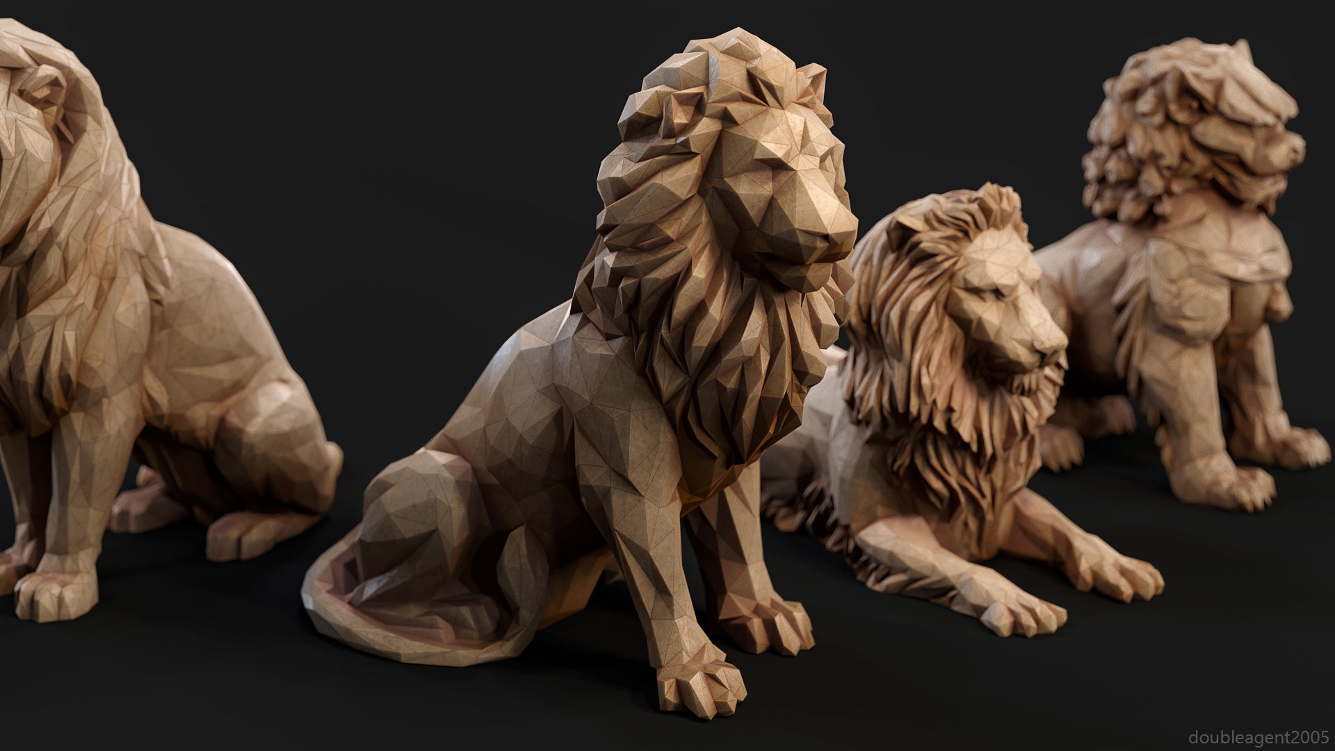 Paper Lions - 5 lowpoly PBR models Low-poly 3D model_5