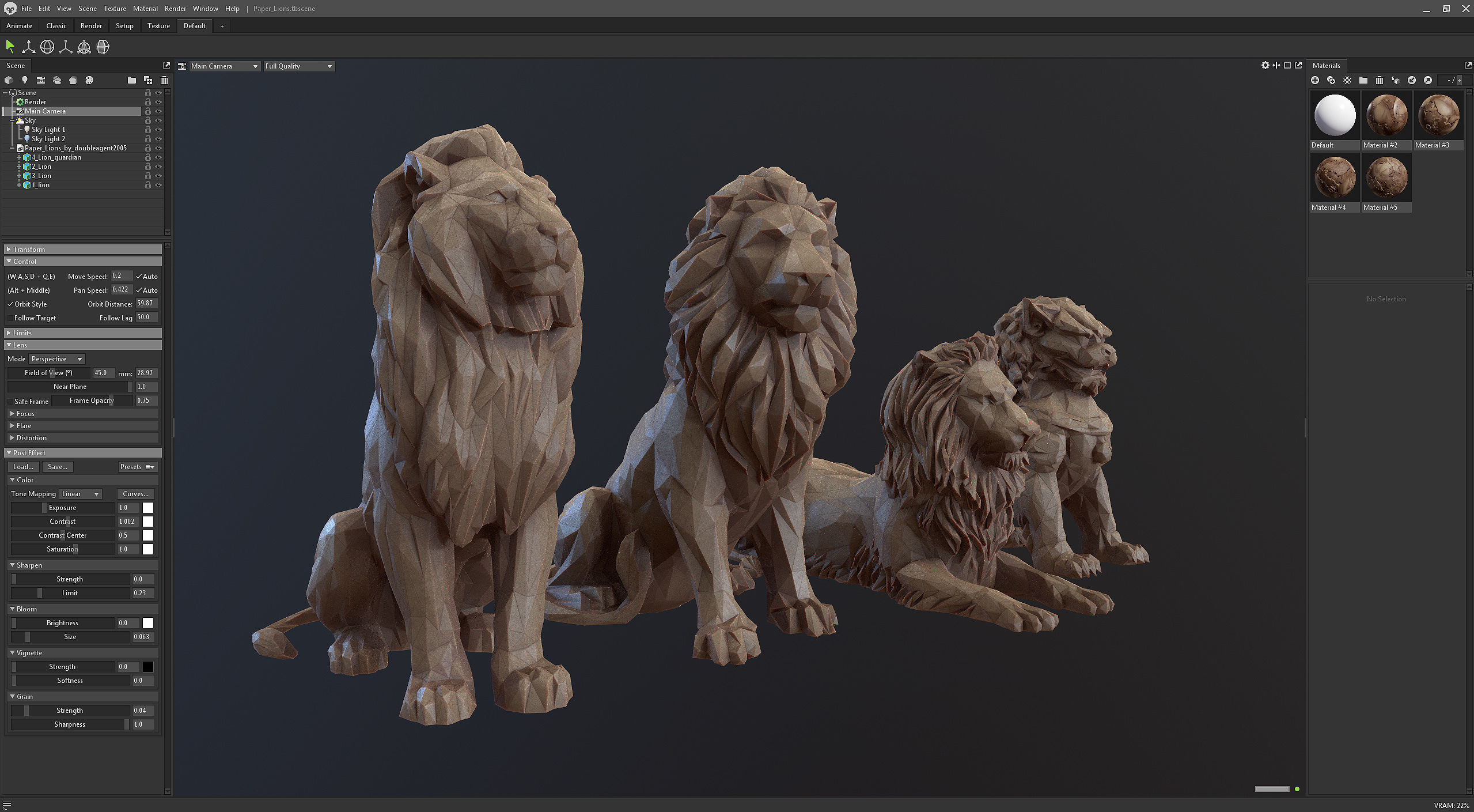 Paper Lions - 5 lowpoly PBR models Low-poly 3D model_14