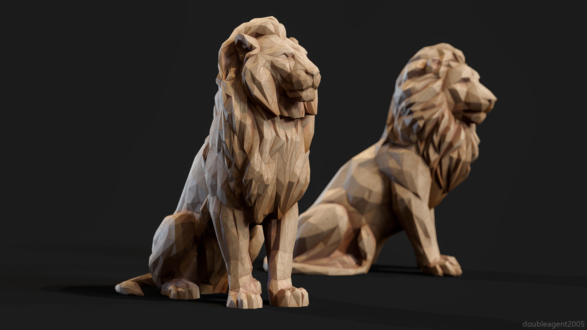 Paper Lions - 5 lowpoly PBR models Low-poly 3D model_9