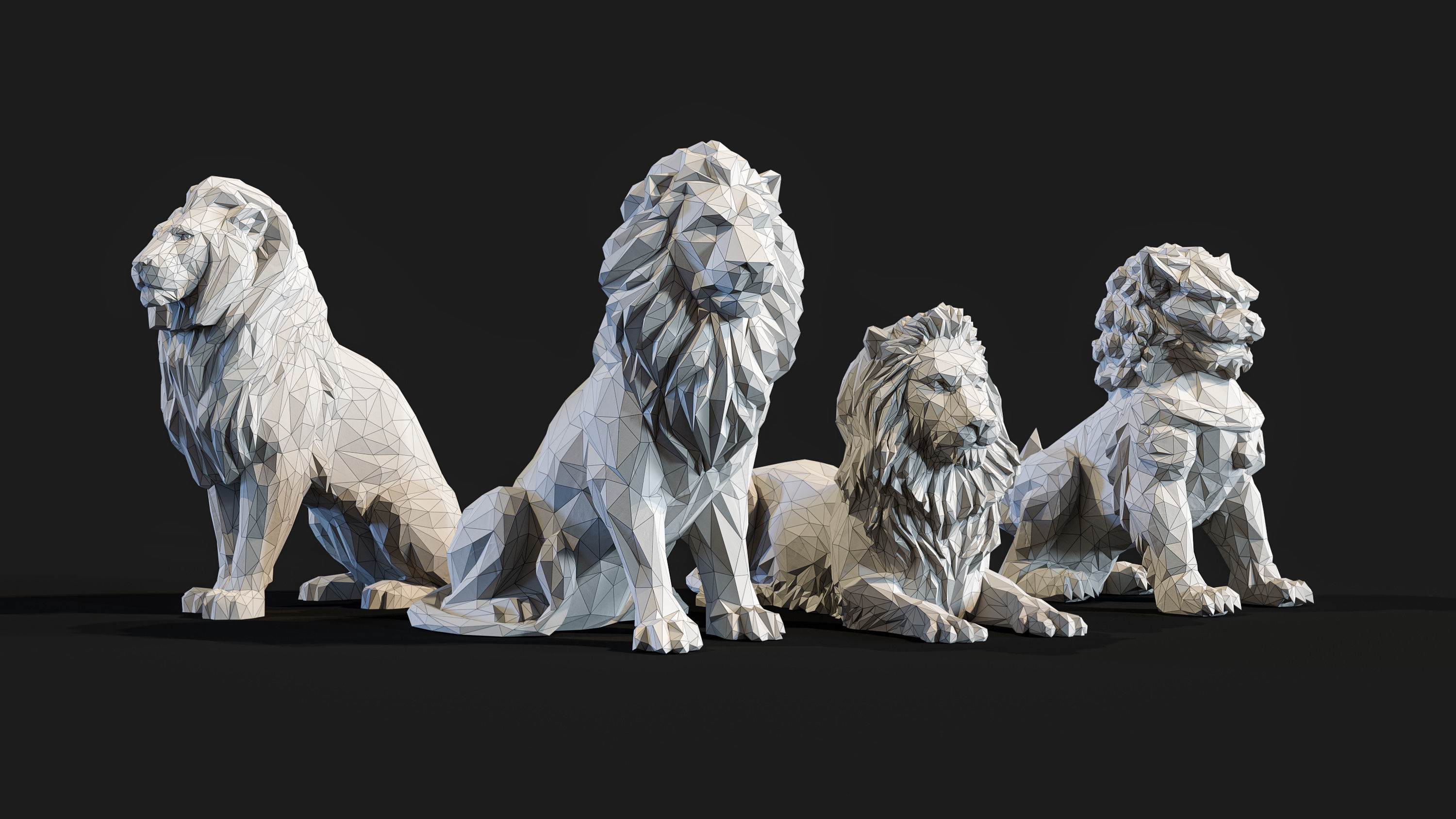 Paper Lions - 5 lowpoly PBR models Low-poly 3D model_3