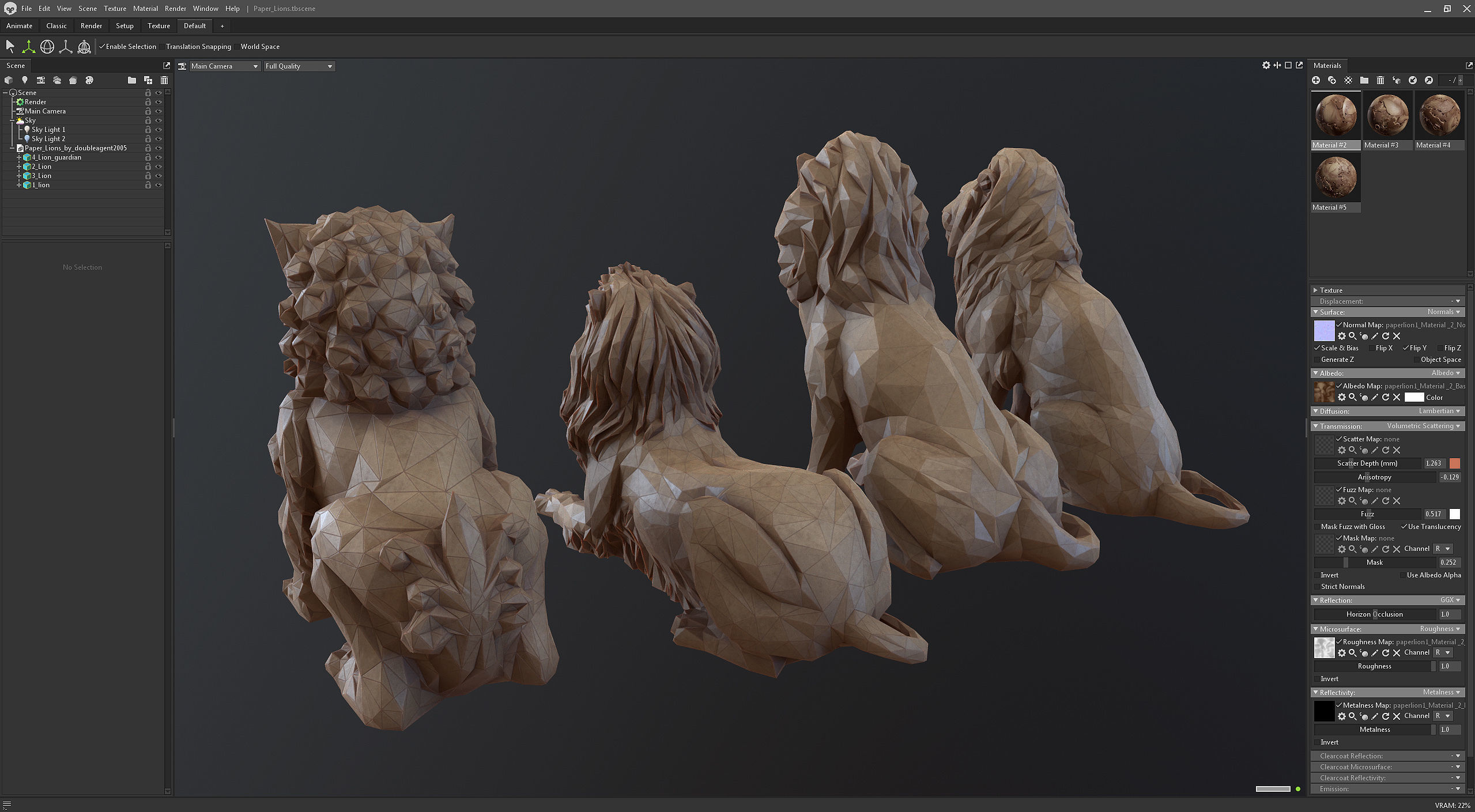 Paper Lions - 5 lowpoly PBR models Low-poly 3D model_18
