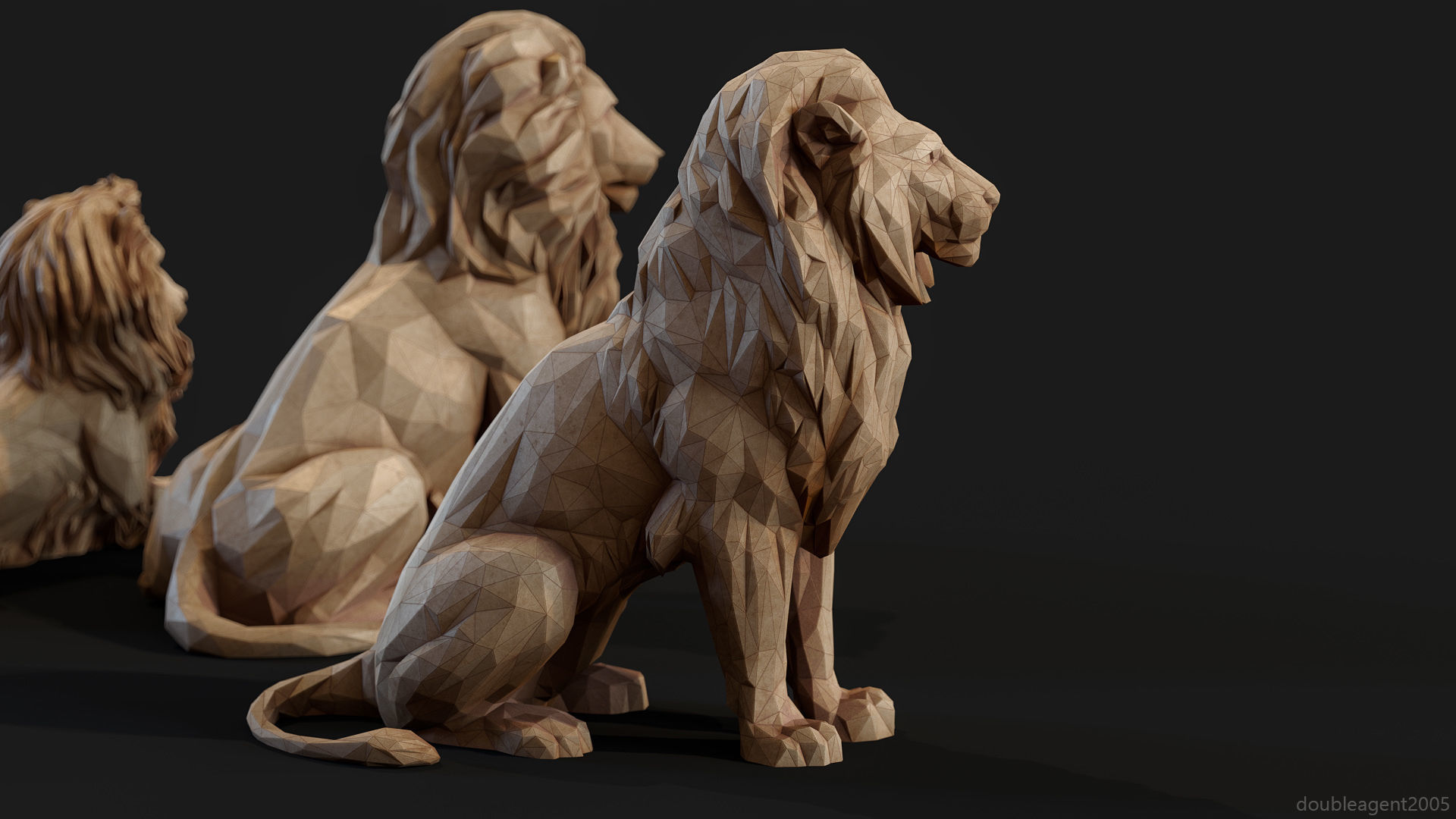 Paper Lions - 5 lowpoly PBR models Low-poly 3D model_12