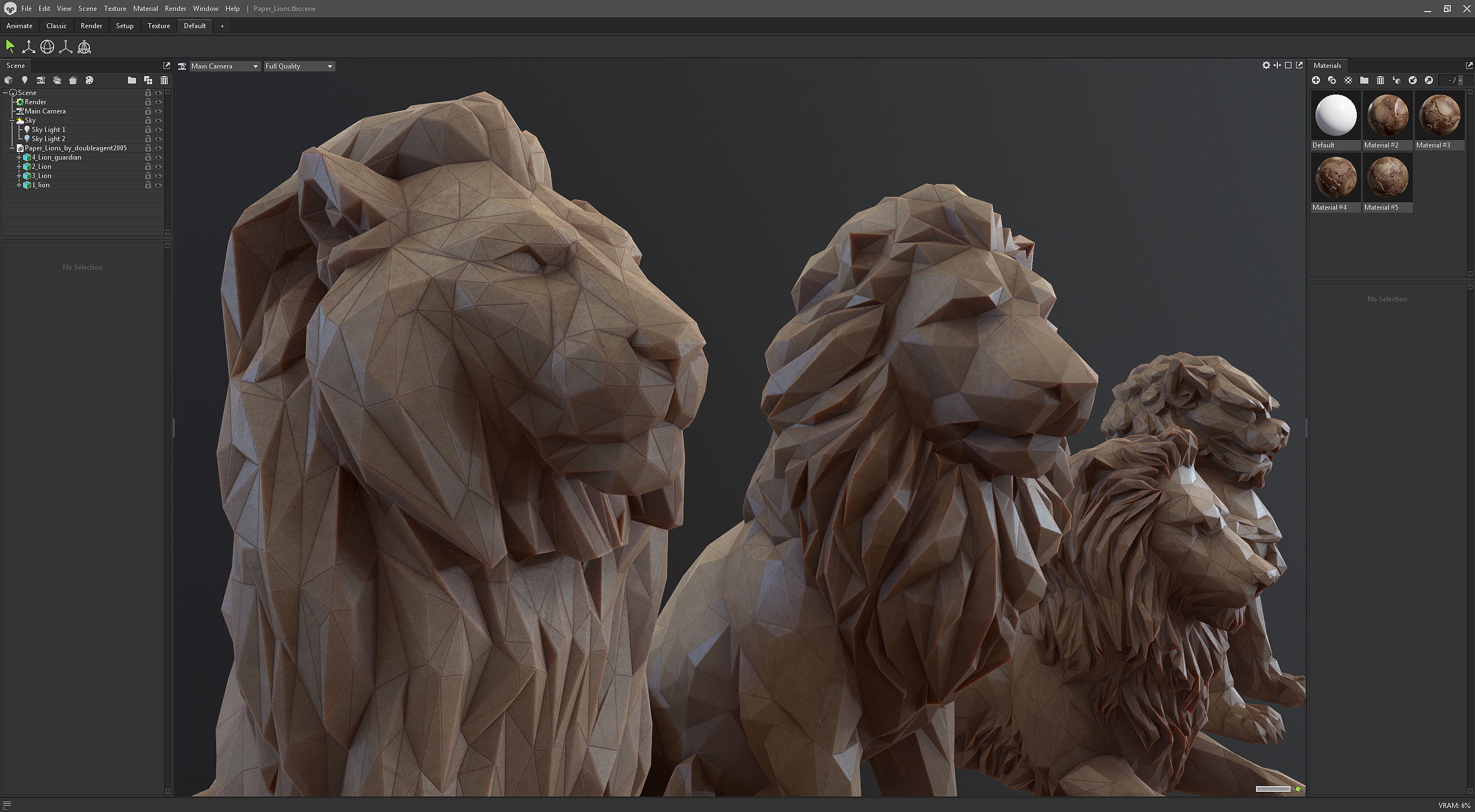 Paper Lions - 5 lowpoly PBR models Low-poly 3D model_15