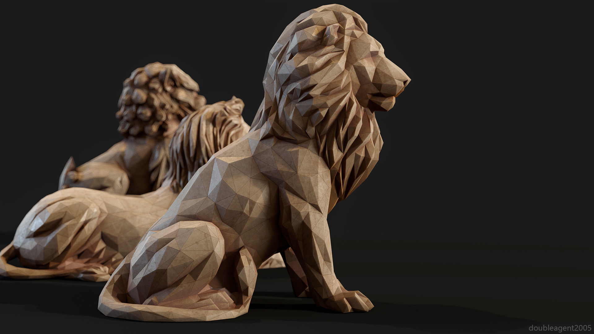 Paper Lions - 5 lowpoly PBR models Low-poly 3D model_16