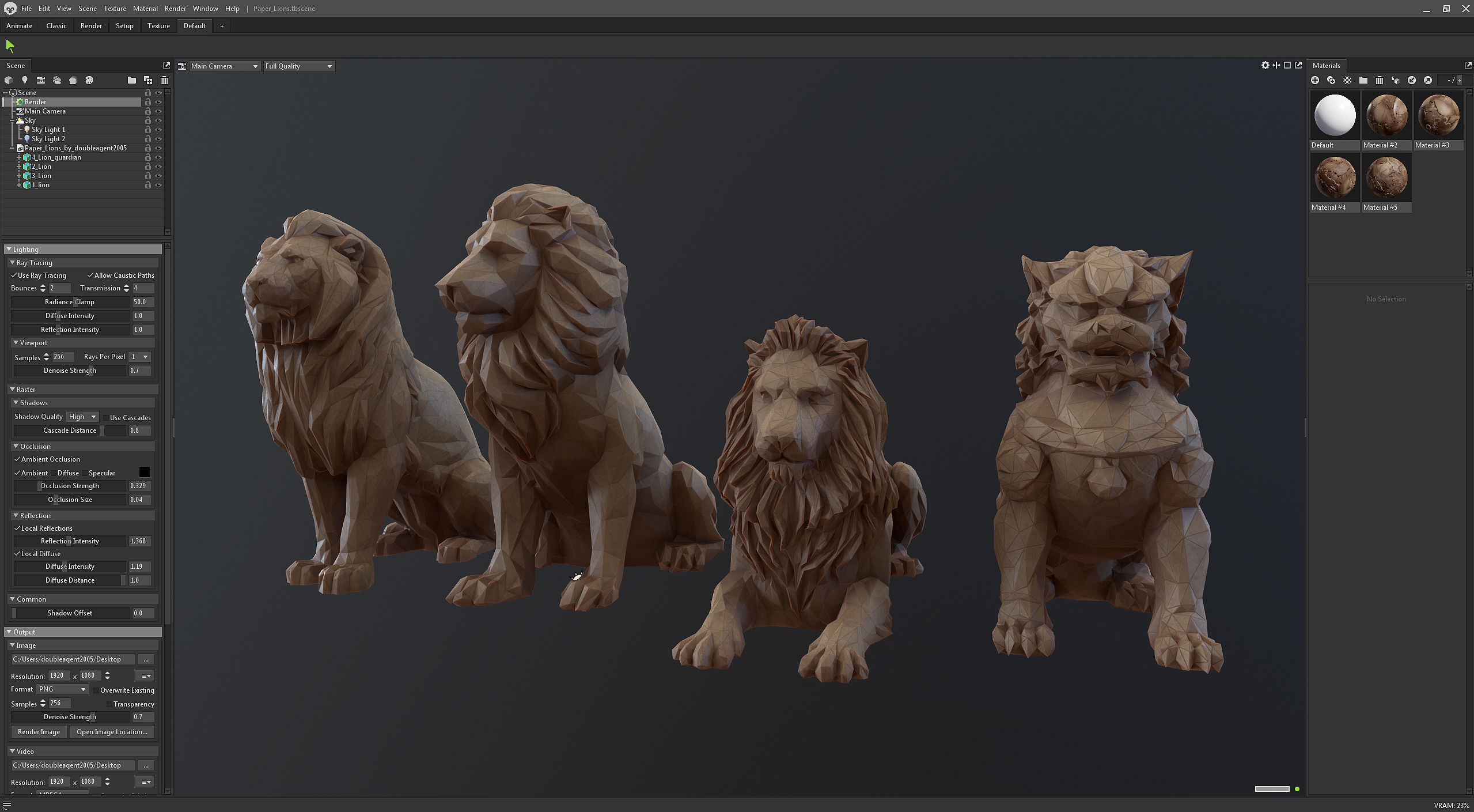 Paper Lions - 5 lowpoly PBR models Low-poly 3D model_28