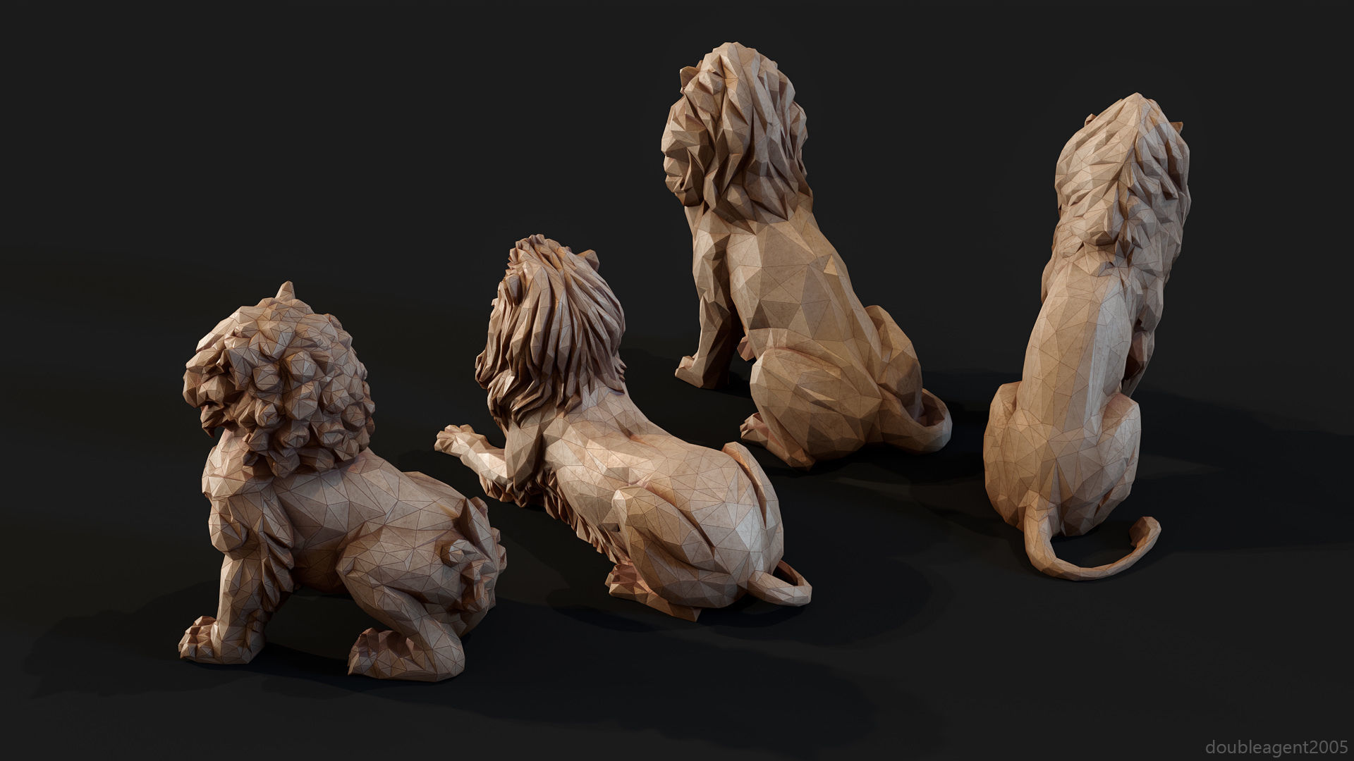 Paper Lions - 5 lowpoly PBR models Low-poly 3D model_26