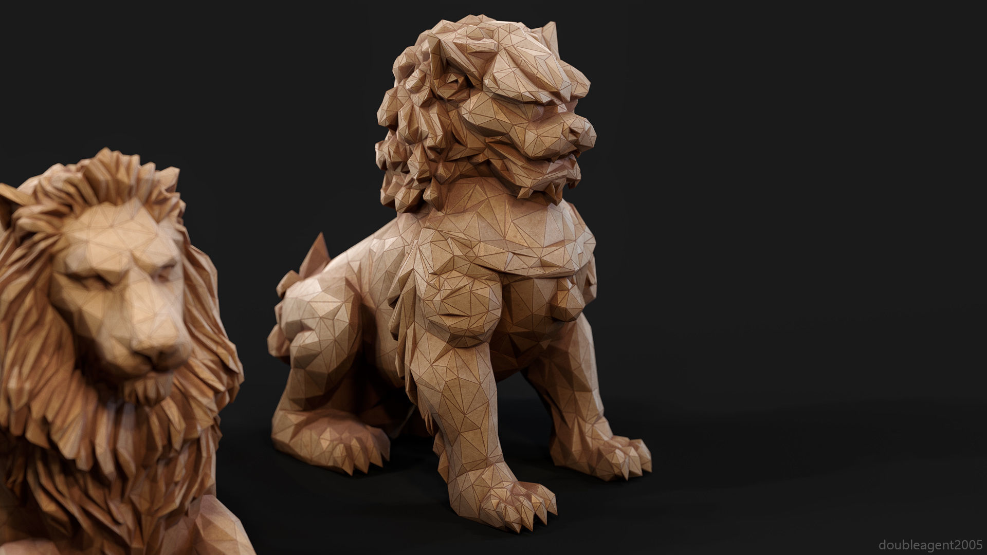 Paper Lions - 5 lowpoly PBR models Low-poly 3D model_21
