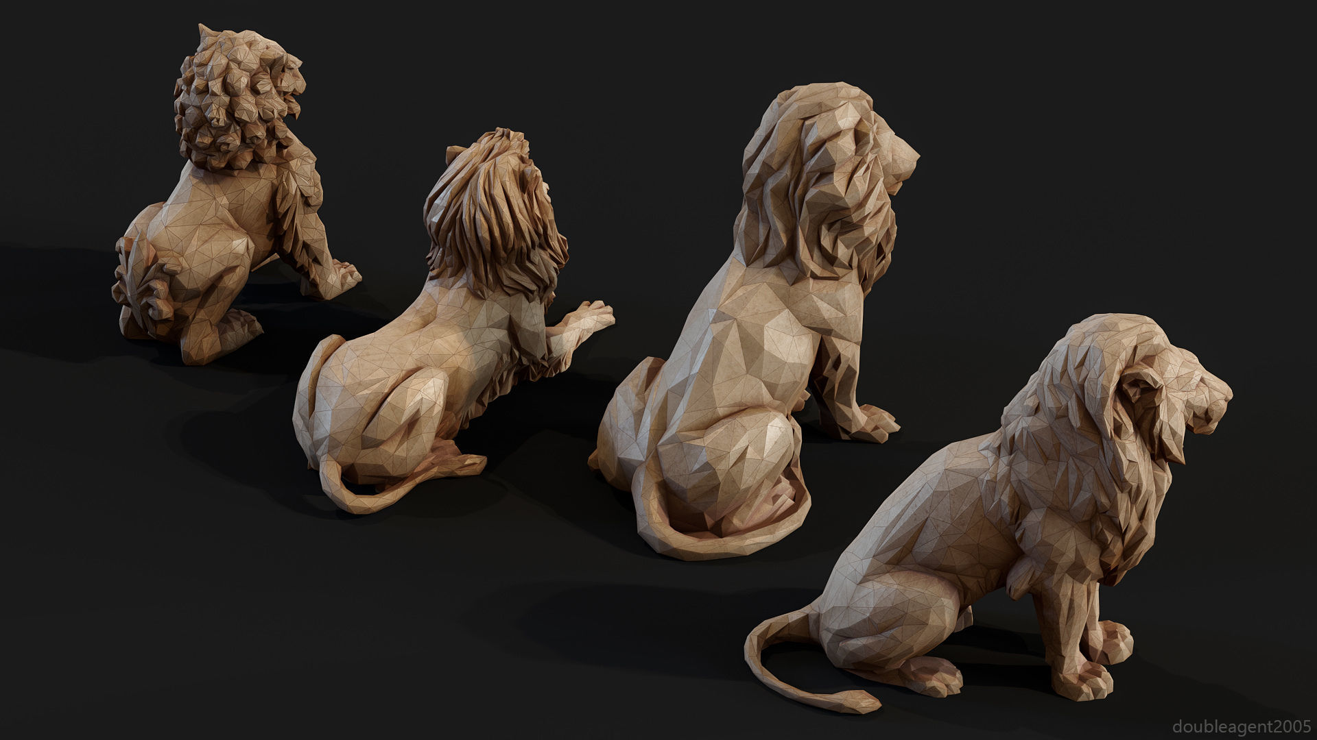 Paper Lions - 5 lowpoly PBR models Low-poly 3D model_4