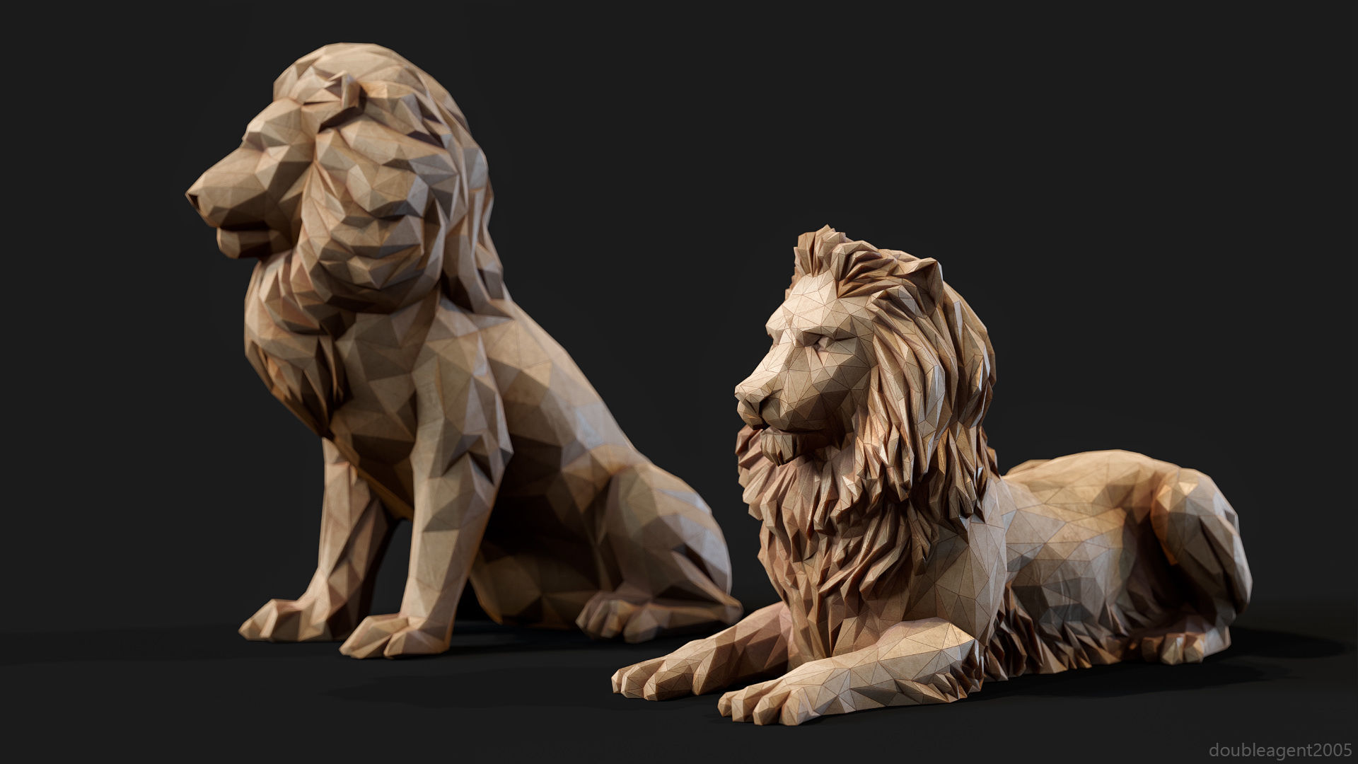 Paper Lions - 5 lowpoly PBR models Low-poly 3D model_8