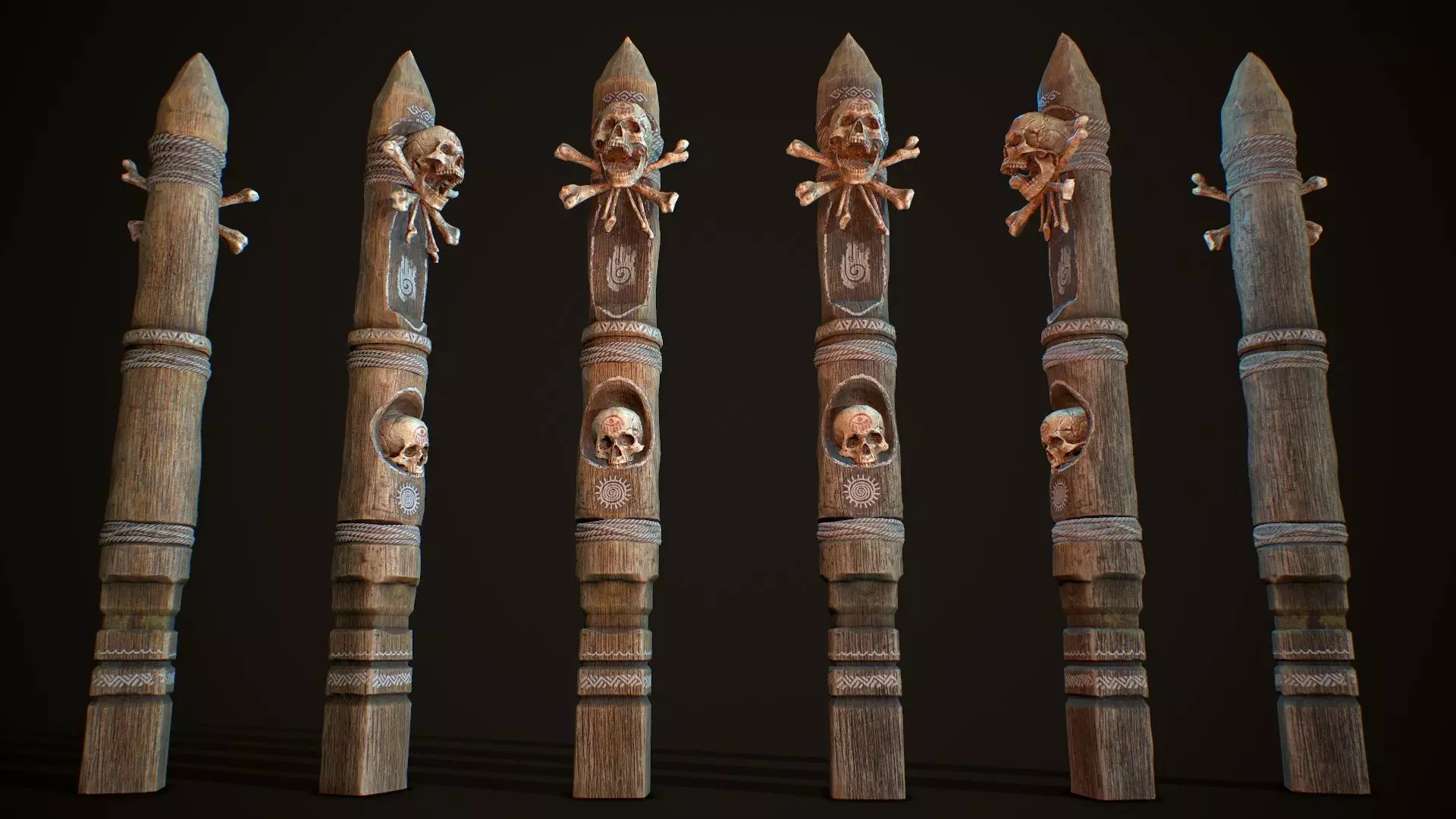 Totem wood 10 pbr 4k Low-poly 3D model