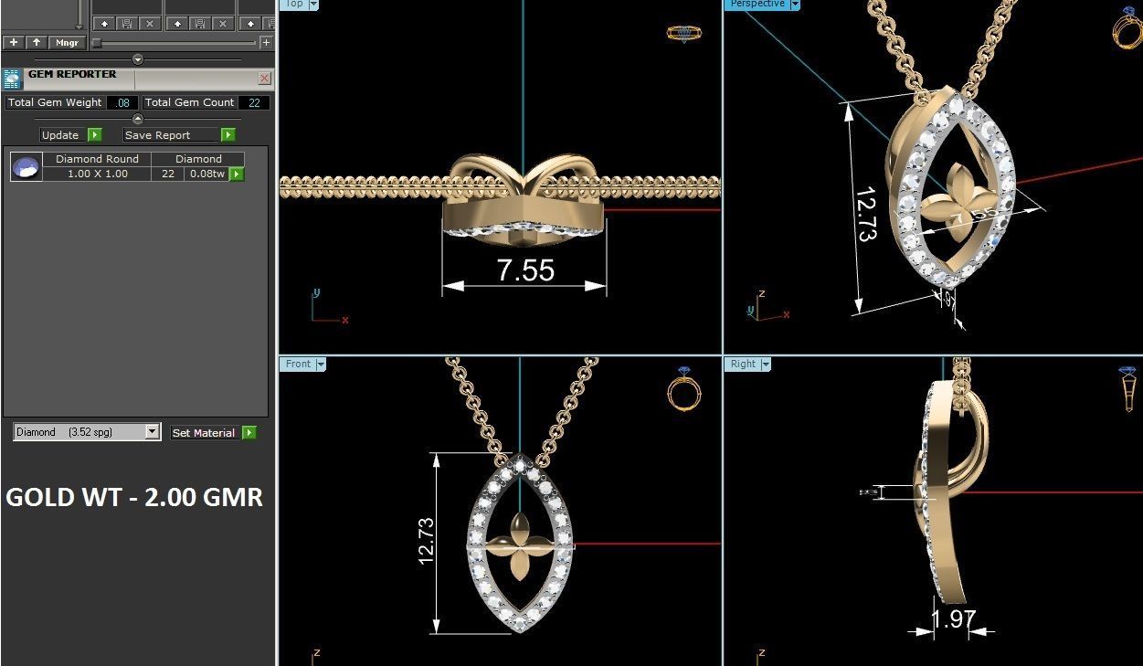 Women pendant 3dm render detail 3D print model_6