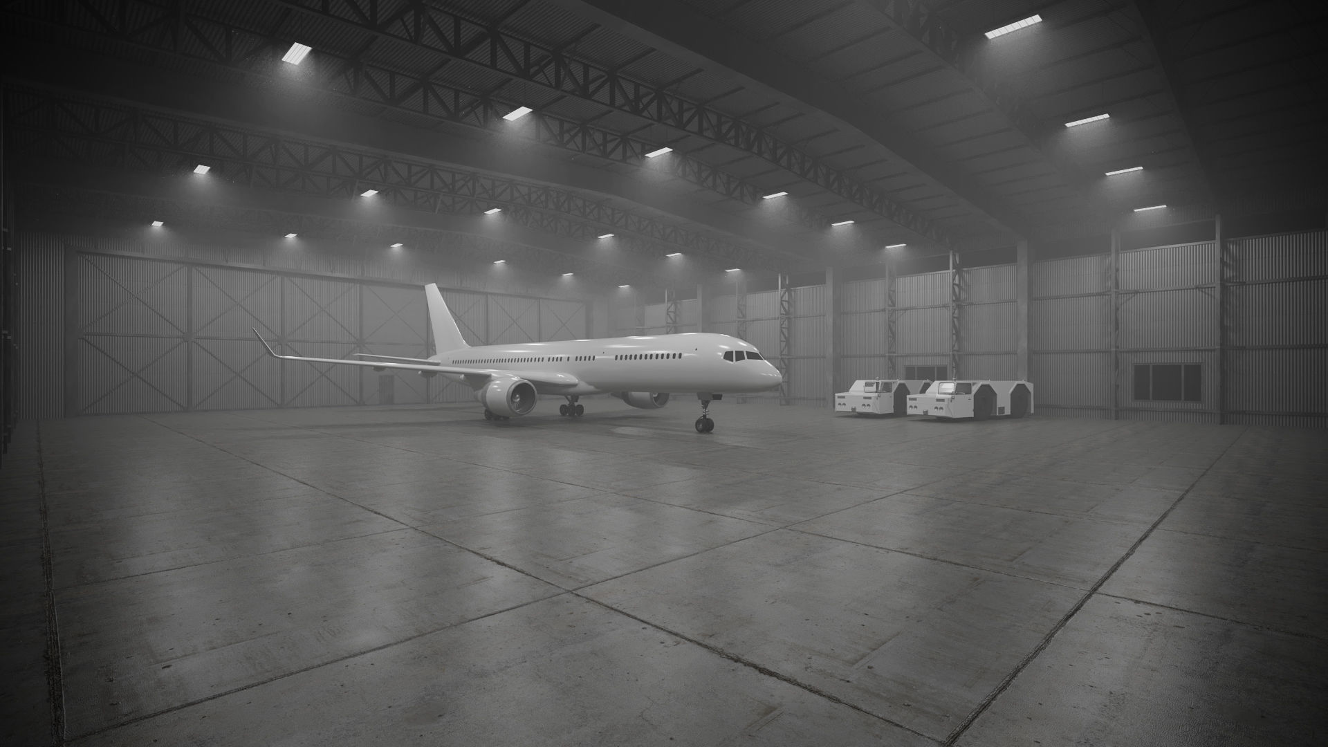 CA - Airplane Hangar Warehouse Low-poly 3D model_7