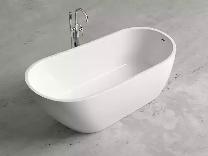 Freestanding oval bathtub with floor-mounted tap 5