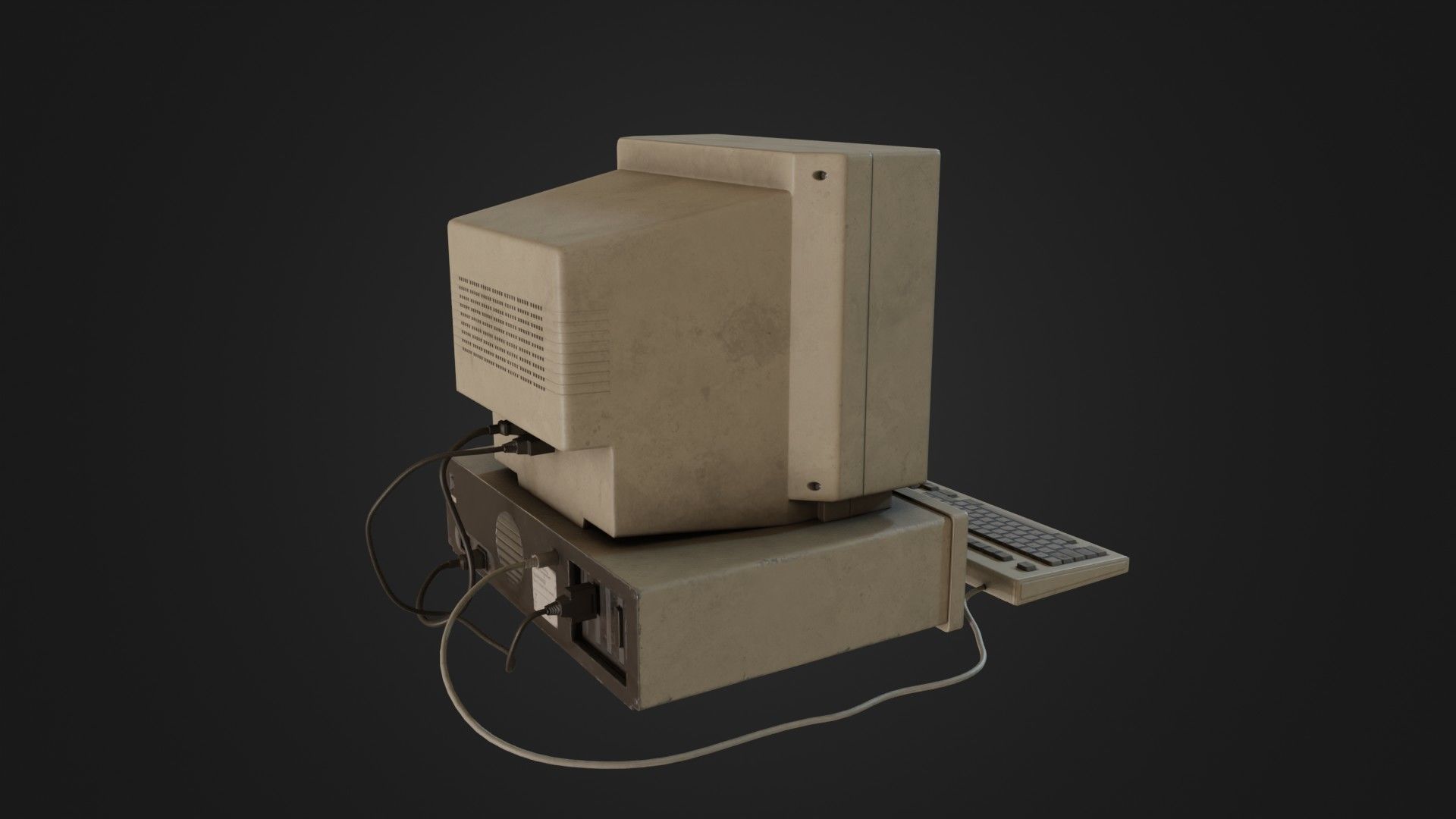 Old Dirty Computer - PC - Personal Computer Low-poly 3D model_18