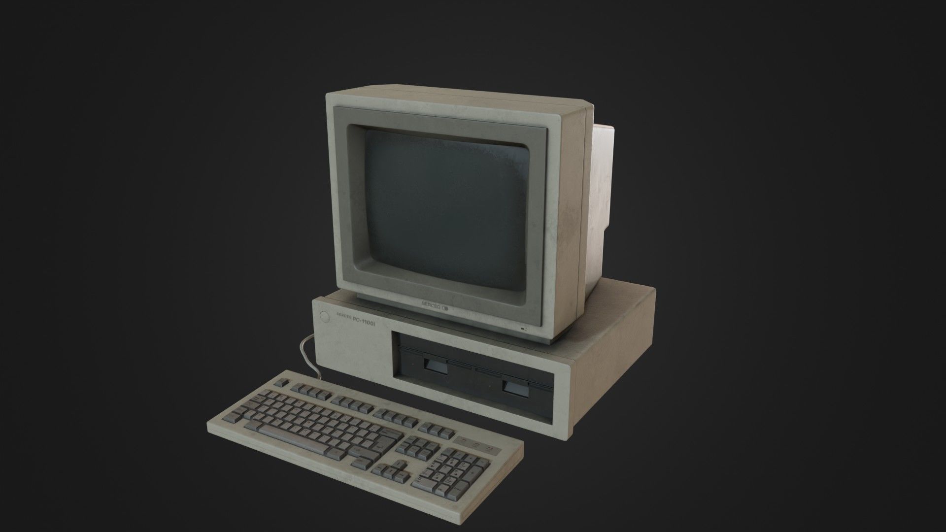 Old Dirty Computer - PC - Personal Computer Low-poly 3D model_1