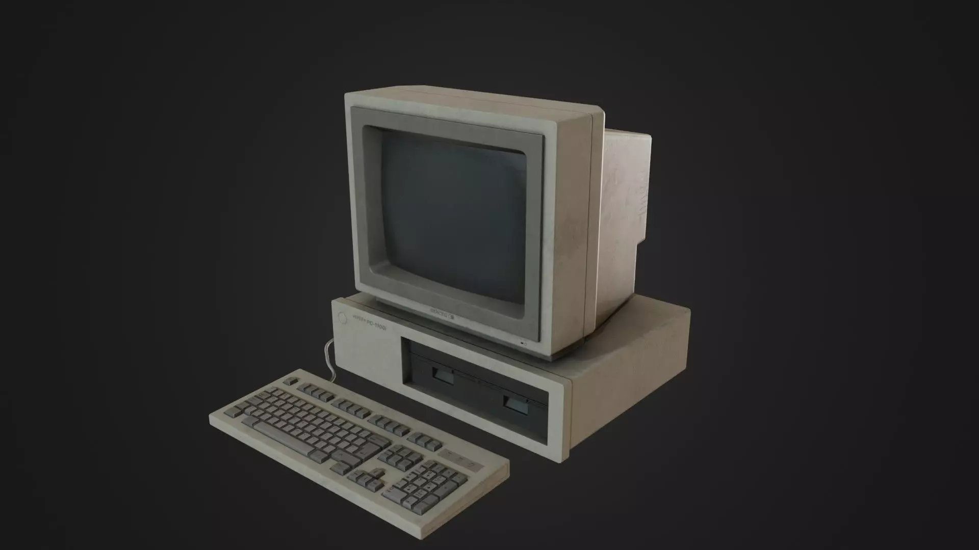 Old Dirty Computer - PC - Personal Computer Low-poly 3D model_0
