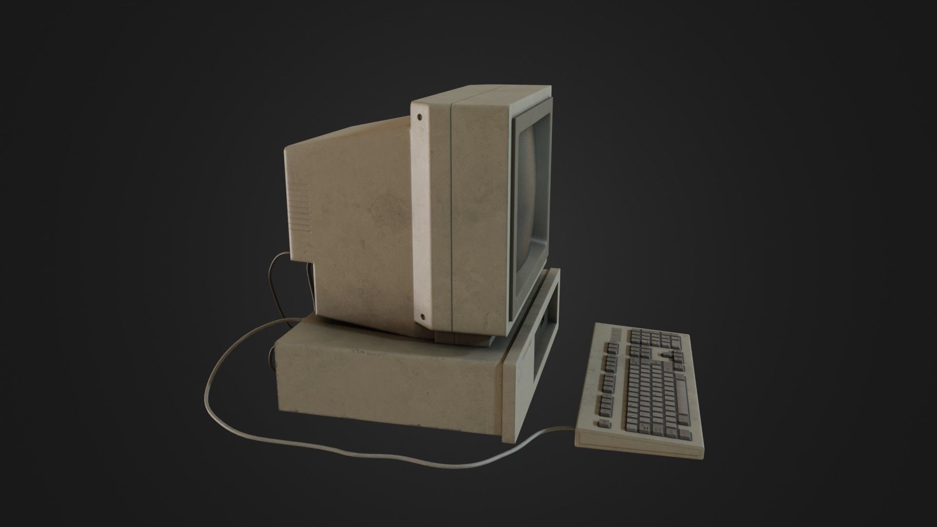 Old Dirty Computer - PC - Personal Computer Low-poly 3D model_13