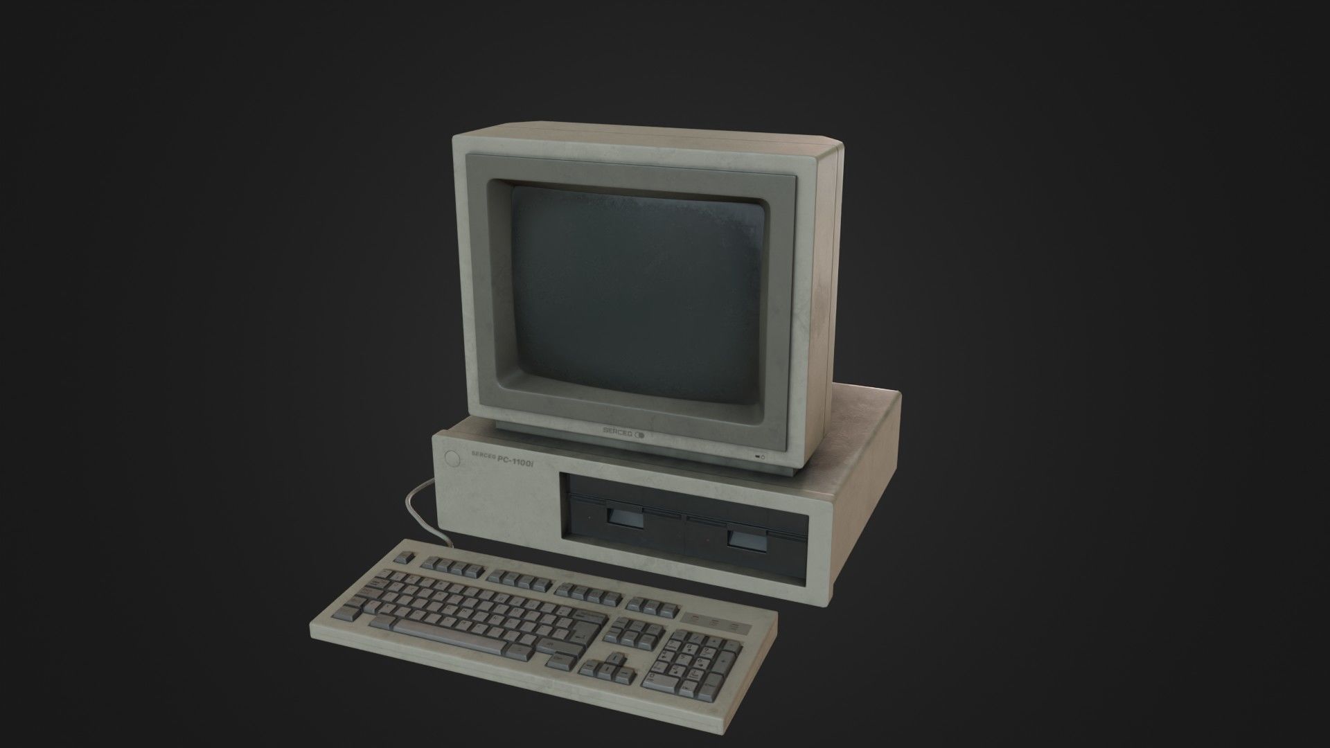 Old Dirty Computer - PC - Personal Computer Low-poly 3D model_2
