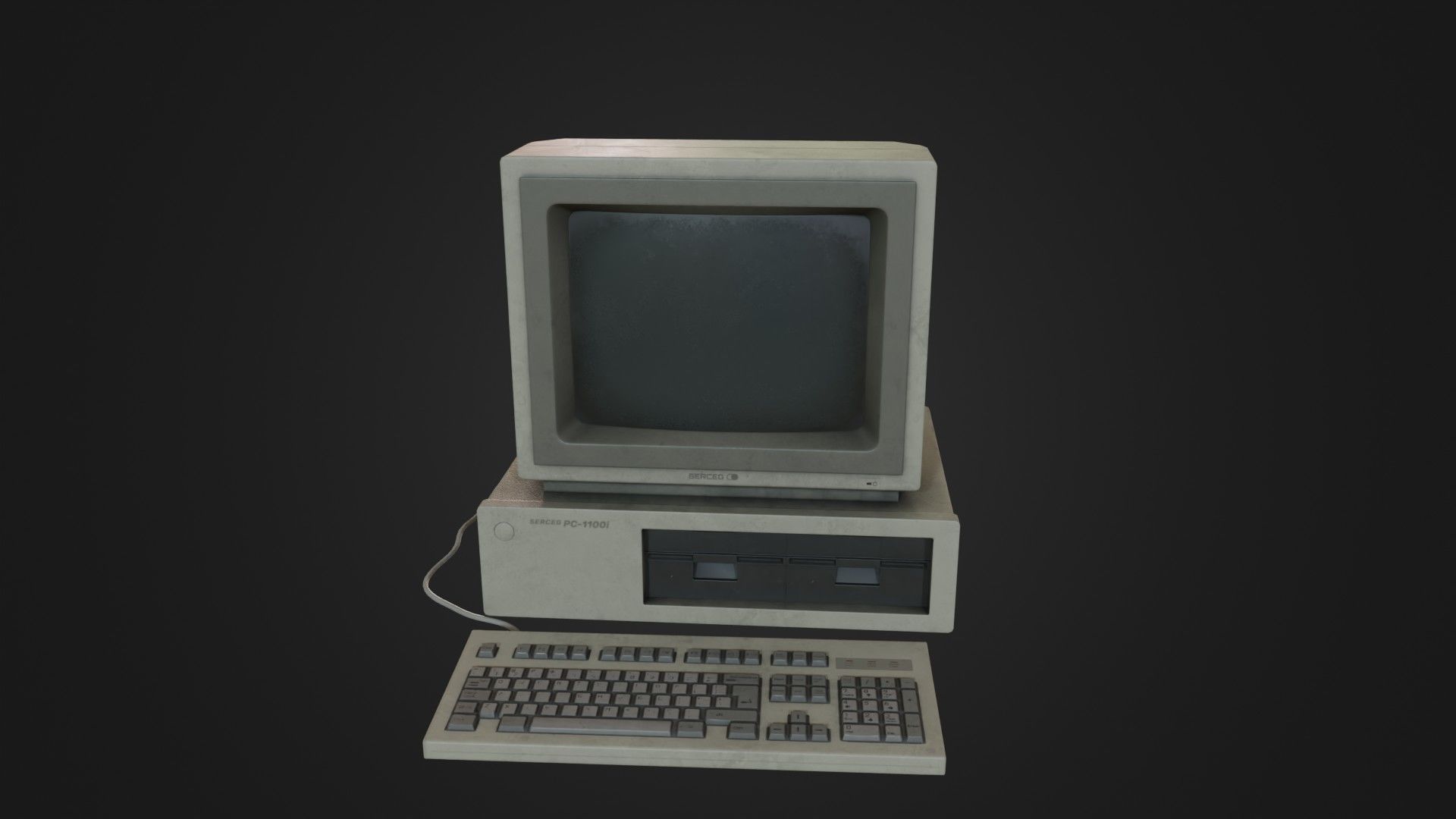 Old Dirty Computer - PC - Personal Computer Low-poly 3D model_4