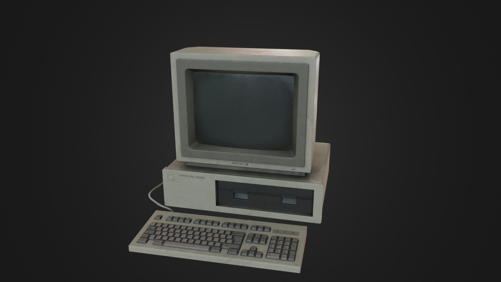 Old Dirty Computer - PC - Personal Computer Low-poly 3D model_3