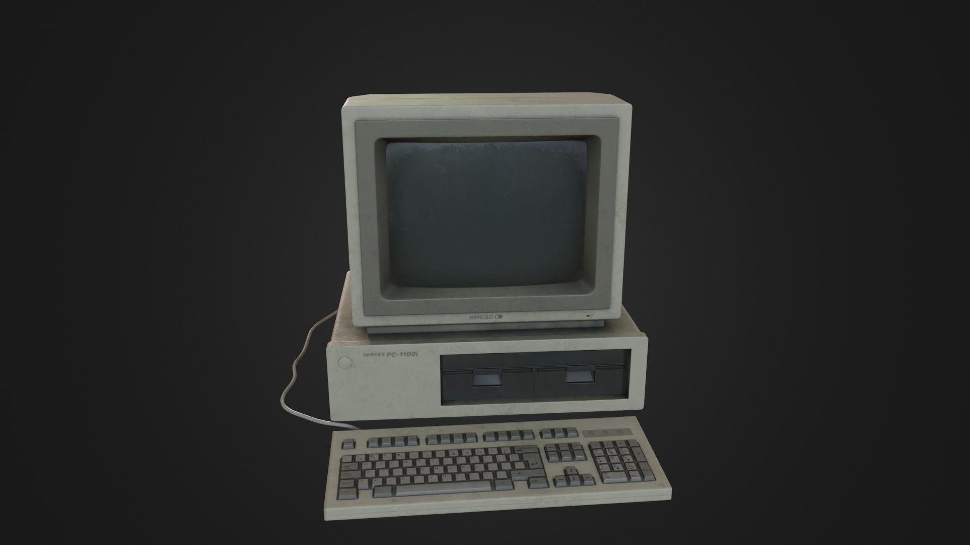 Old Dirty Computer - PC - Personal Computer Low-poly 3D model_5