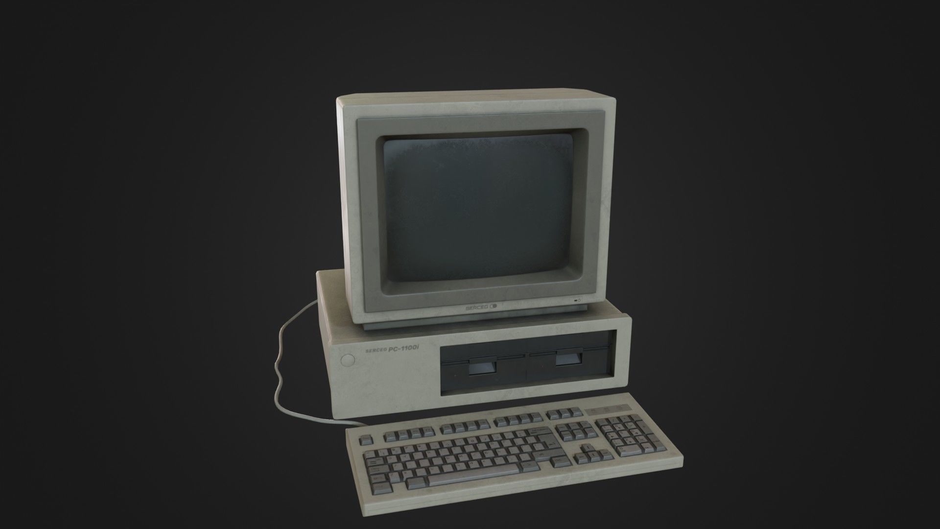 Old Dirty Computer - PC - Personal Computer Low-poly 3D model_6