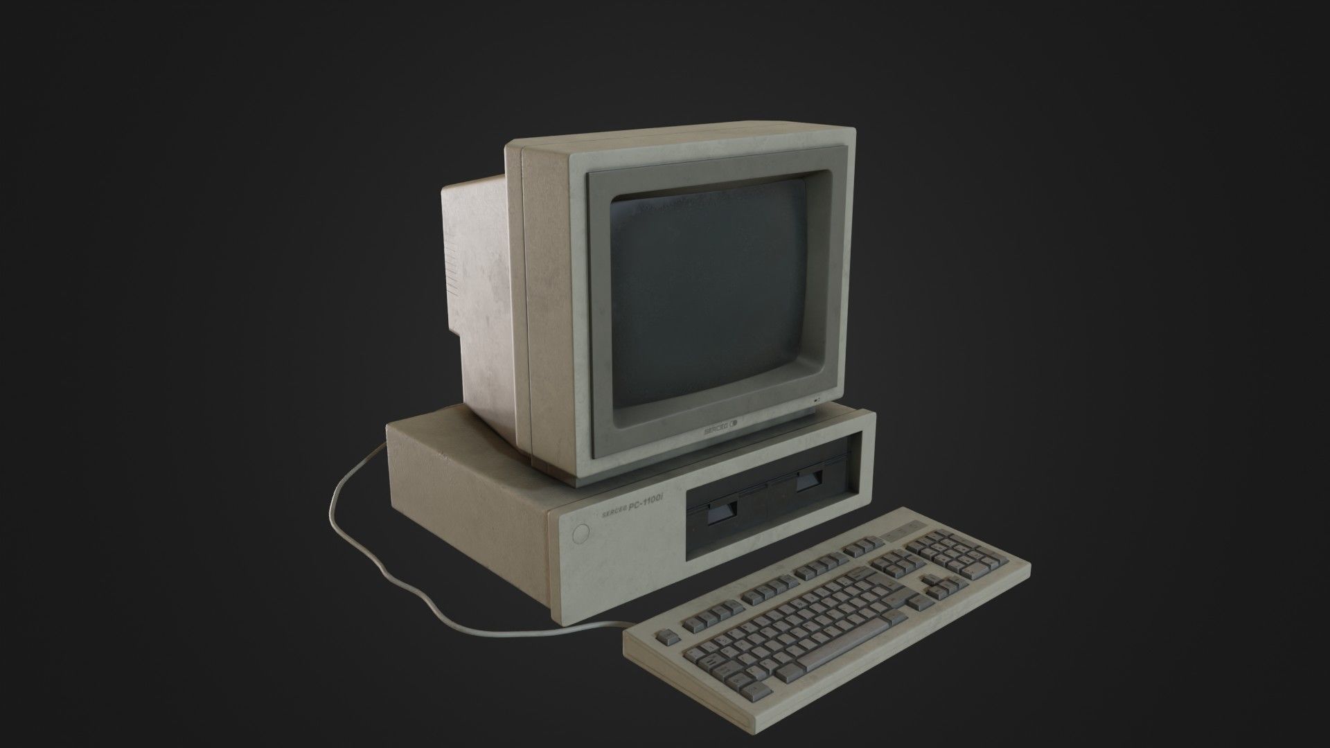Old Dirty Computer - PC - Personal Computer Low-poly 3D model_9