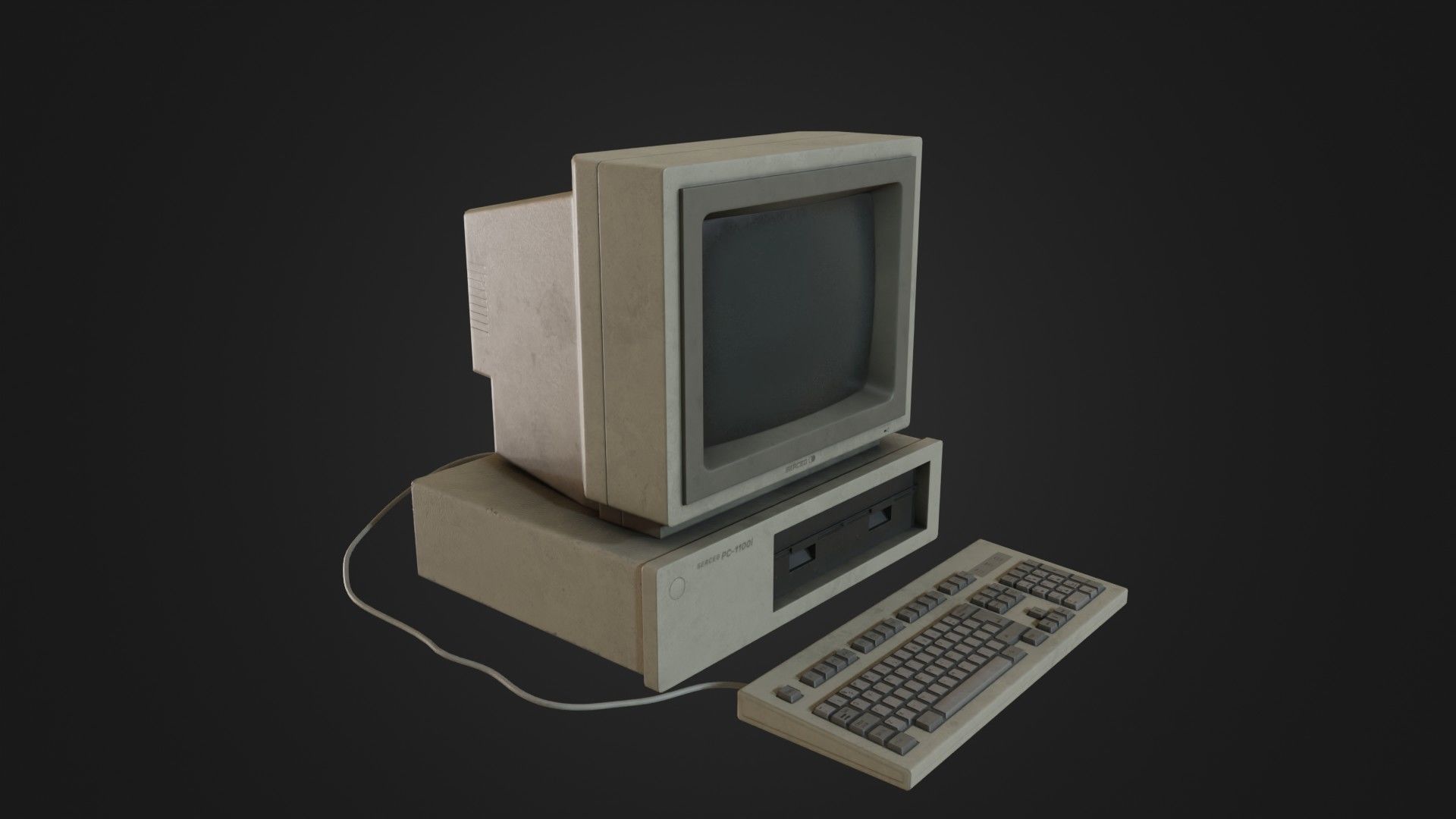 Old Dirty Computer - PC - Personal Computer Low-poly 3D model_10