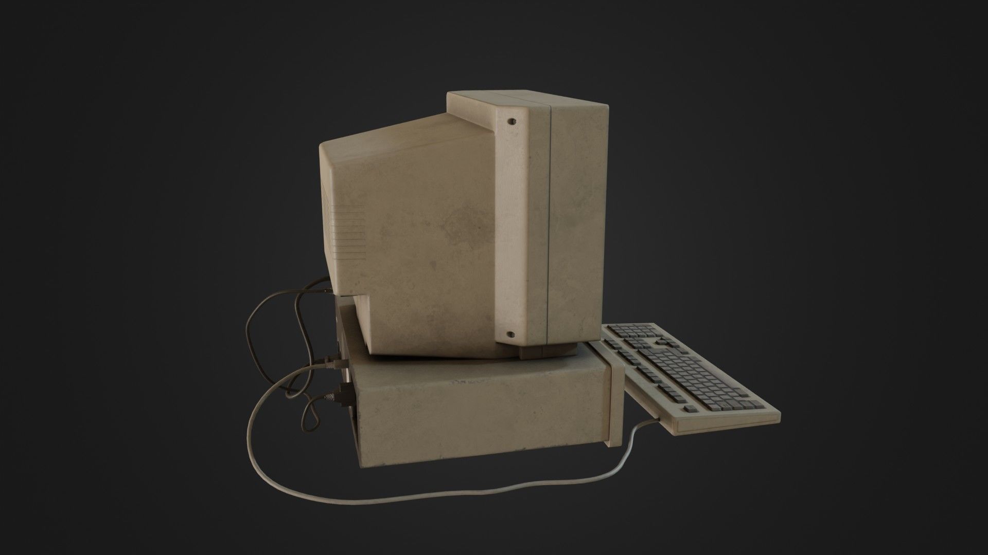 Old Dirty Computer - PC - Personal Computer Low-poly 3D model_16