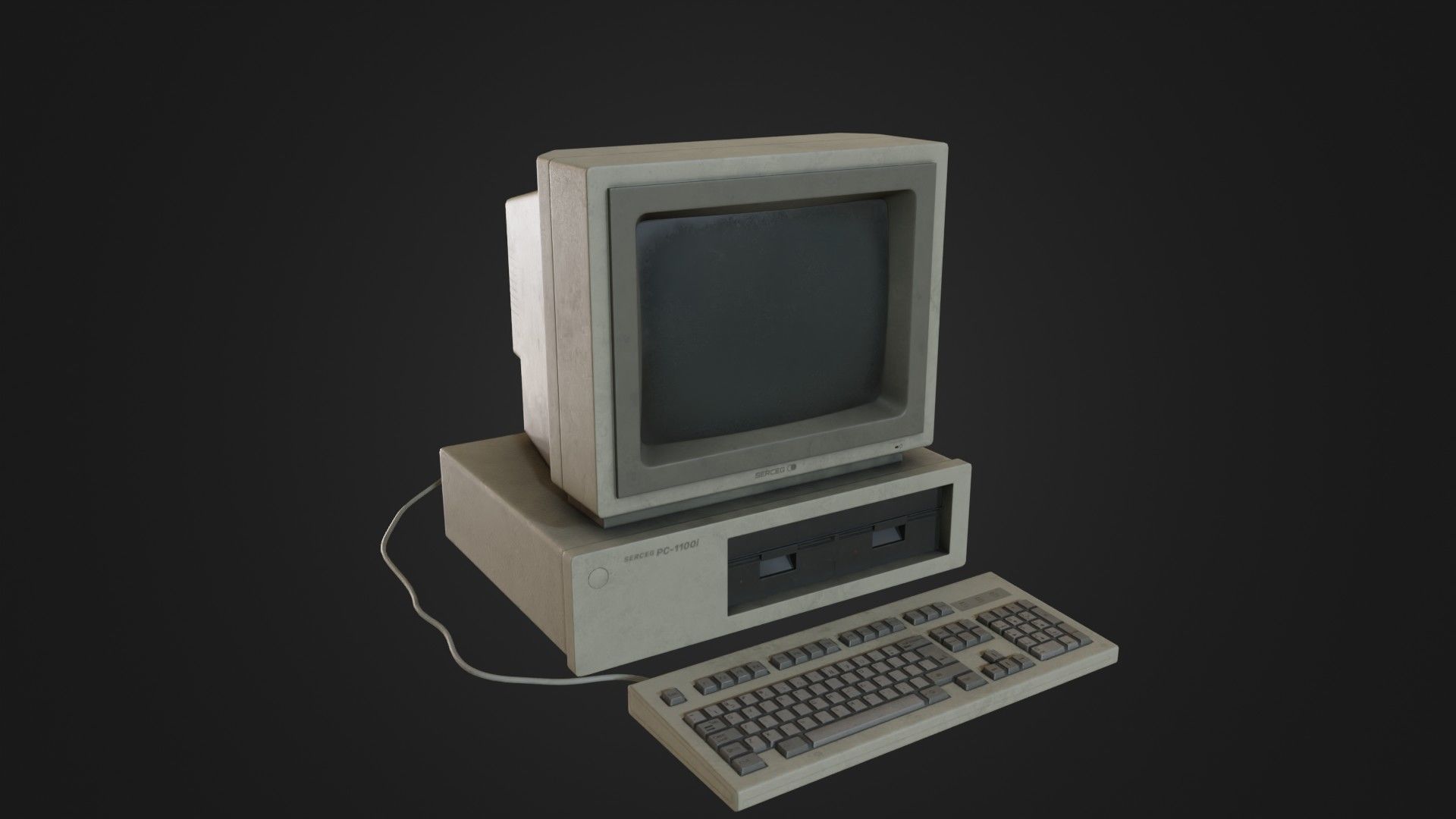Old Dirty Computer - PC - Personal Computer Low-poly 3D model_8