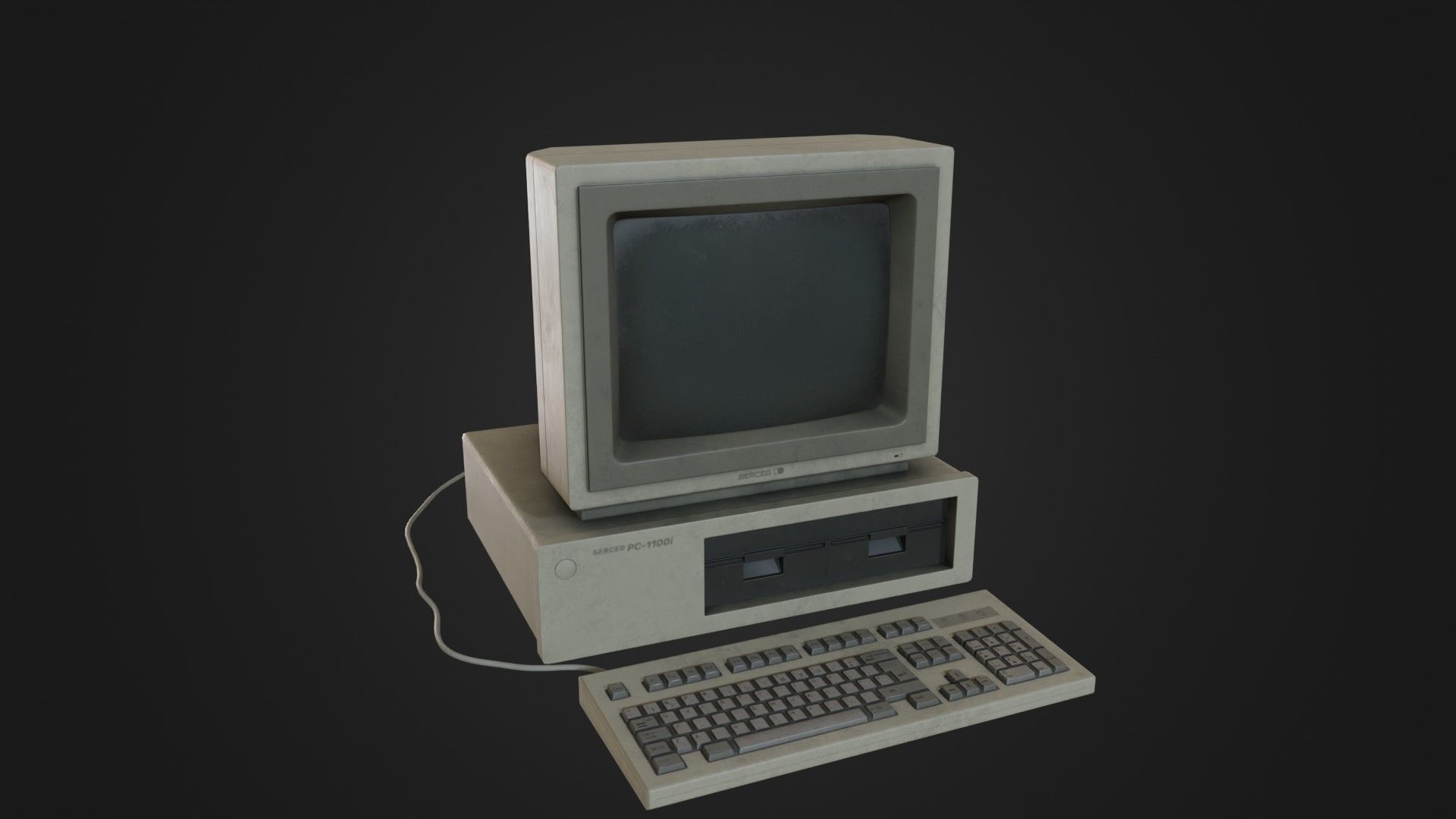 Old Dirty Computer - PC - Personal Computer Low-poly 3D model_7