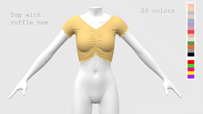 Top with ruffle hem and Mannequin Low-poly 3D model