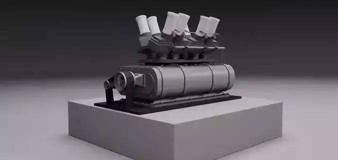 Supercharger type A Low-poly 3D model