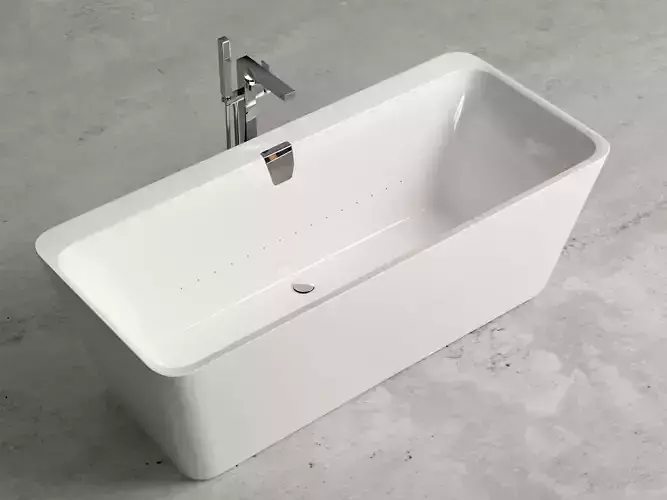 Freestanding  rectangle bathtub with floor-mounted tap 6