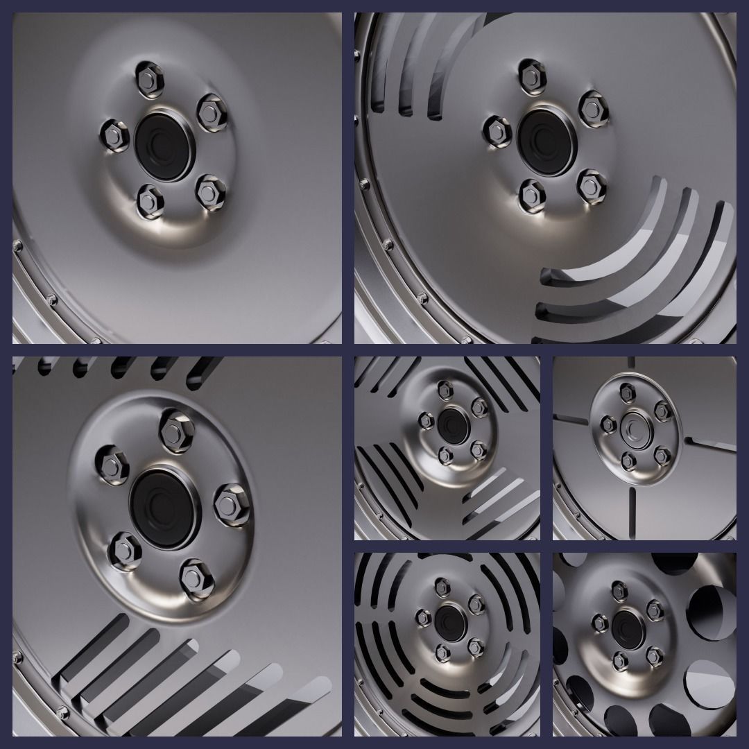 Retro deepdish wheel pack 3D Model Collection_2