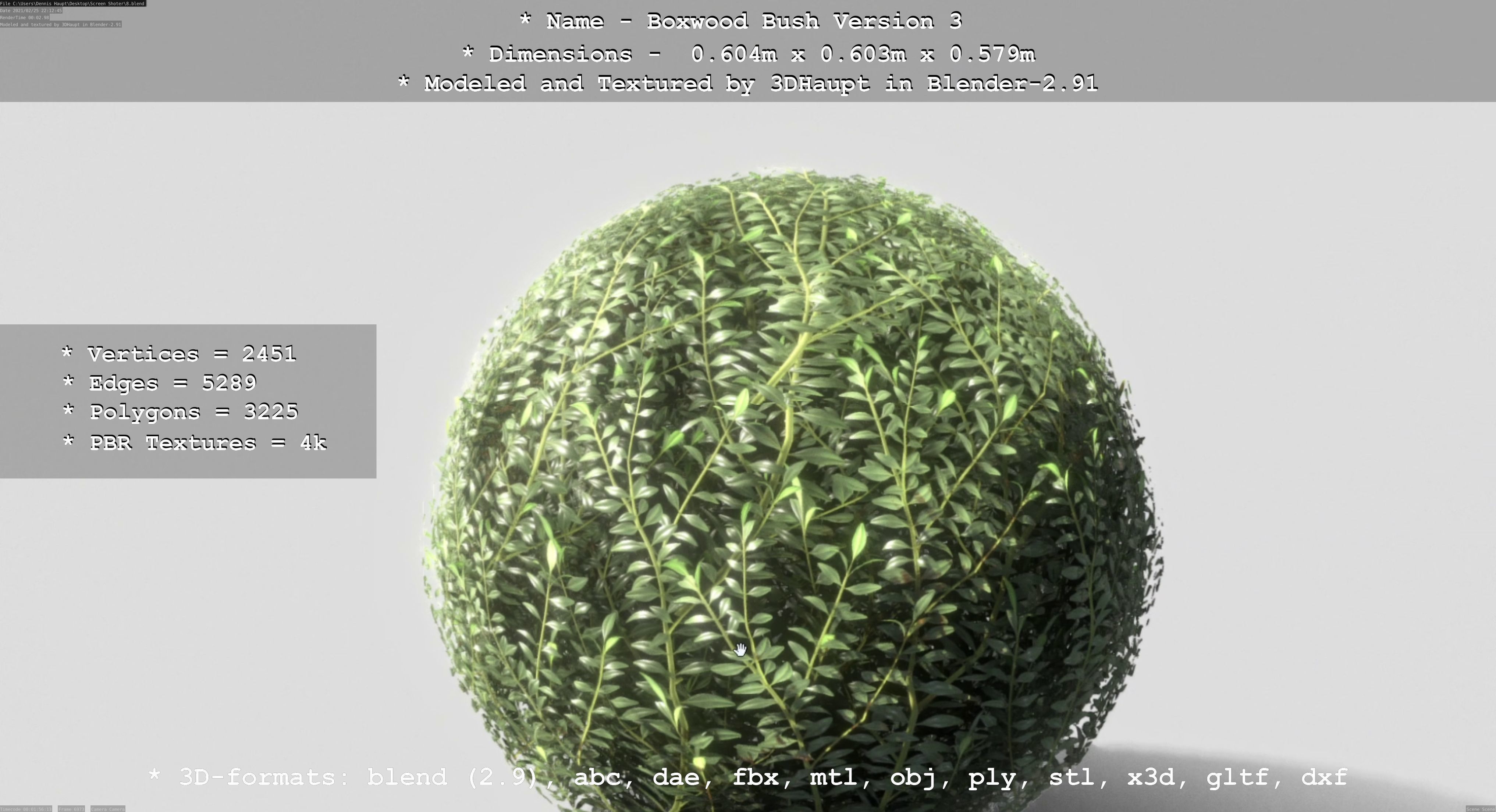 Low-Poly Boxwood Bush Version 3 Low-poly 3D model_17