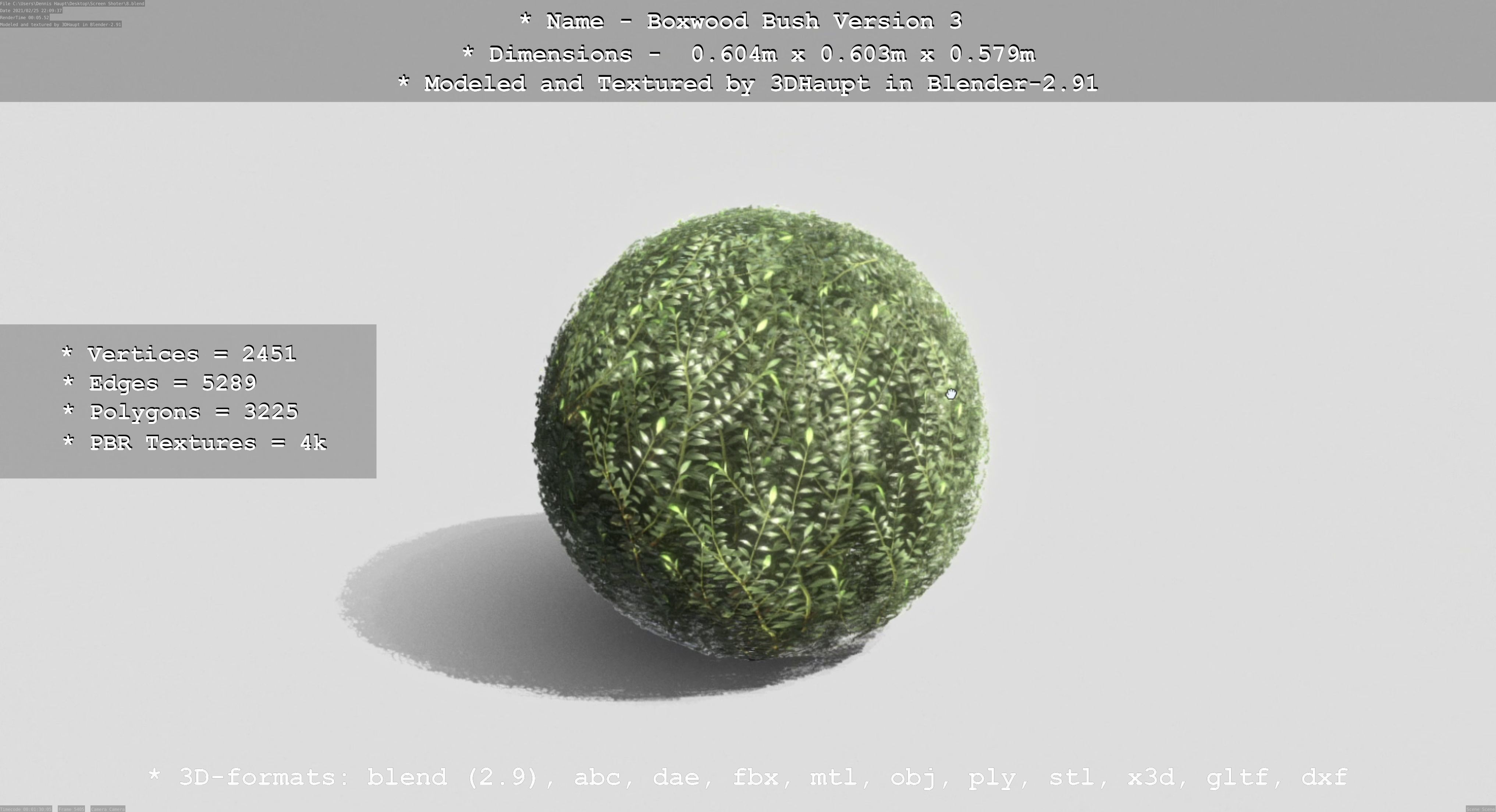 Low-Poly Boxwood Bush Version 3 Low-poly 3D model_11