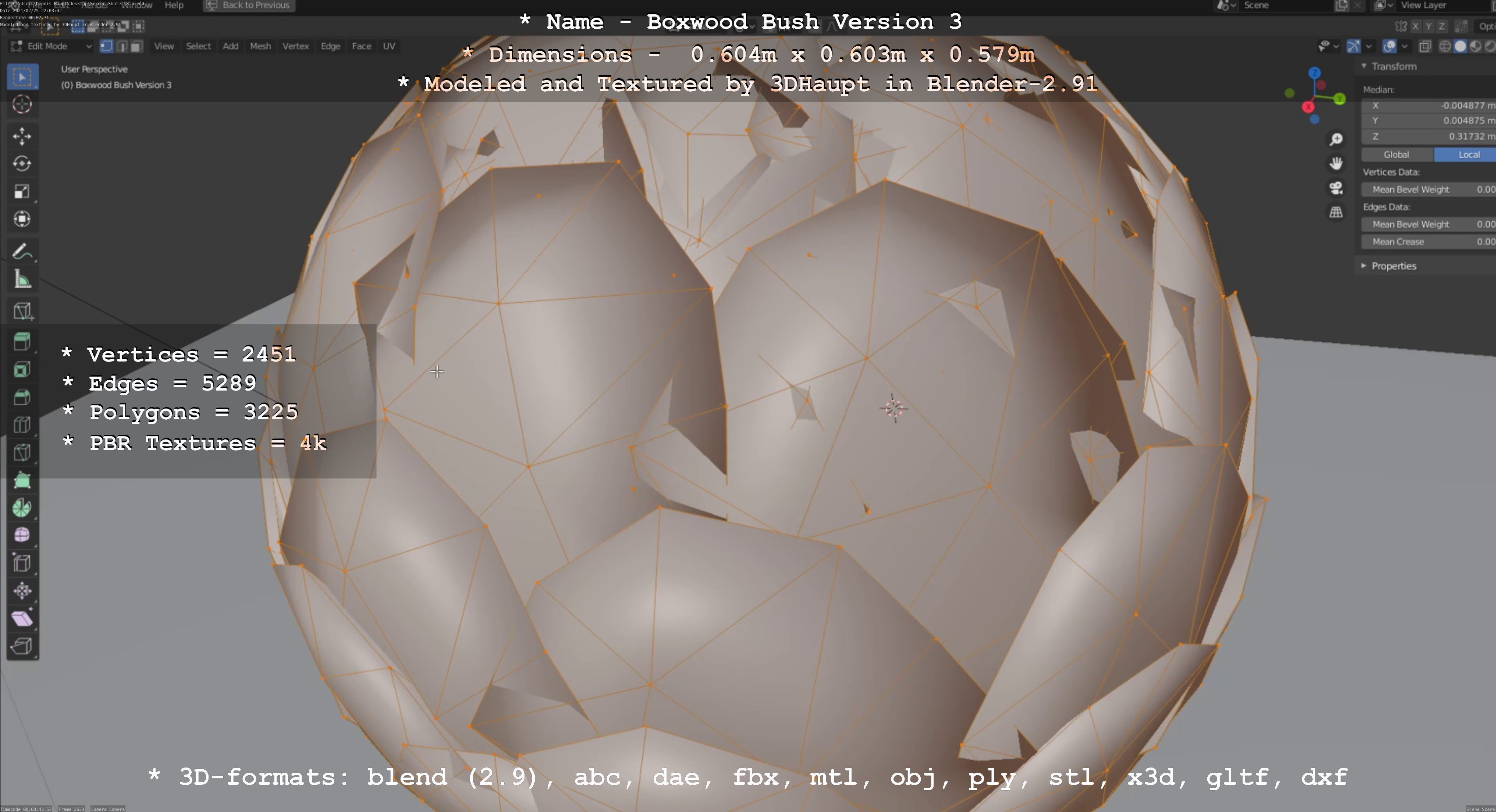 Low-Poly Boxwood Bush Version 3 Low-poly 3D model_116