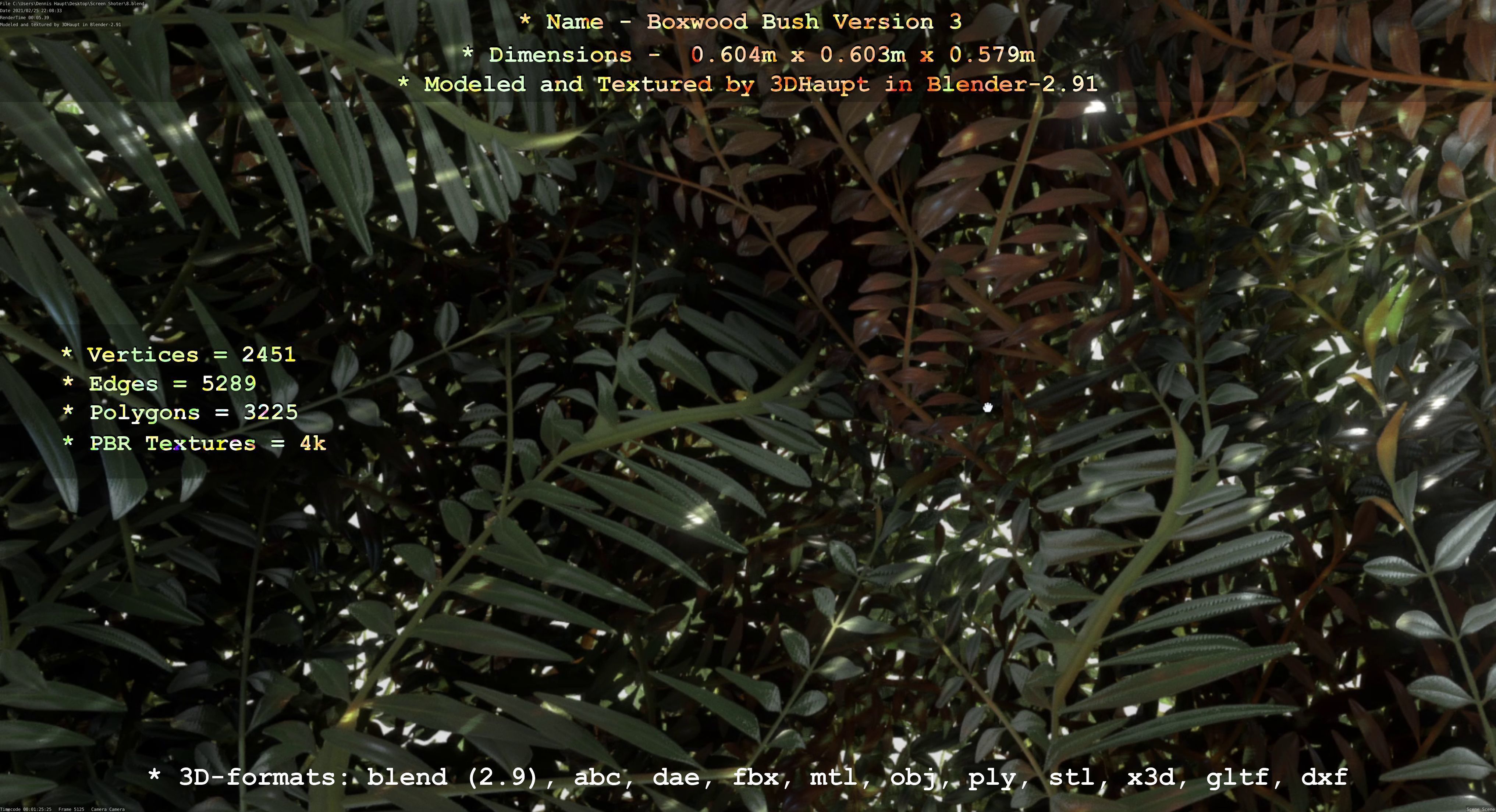 Low-Poly Boxwood Bush Version 3 Low-poly 3D model_8