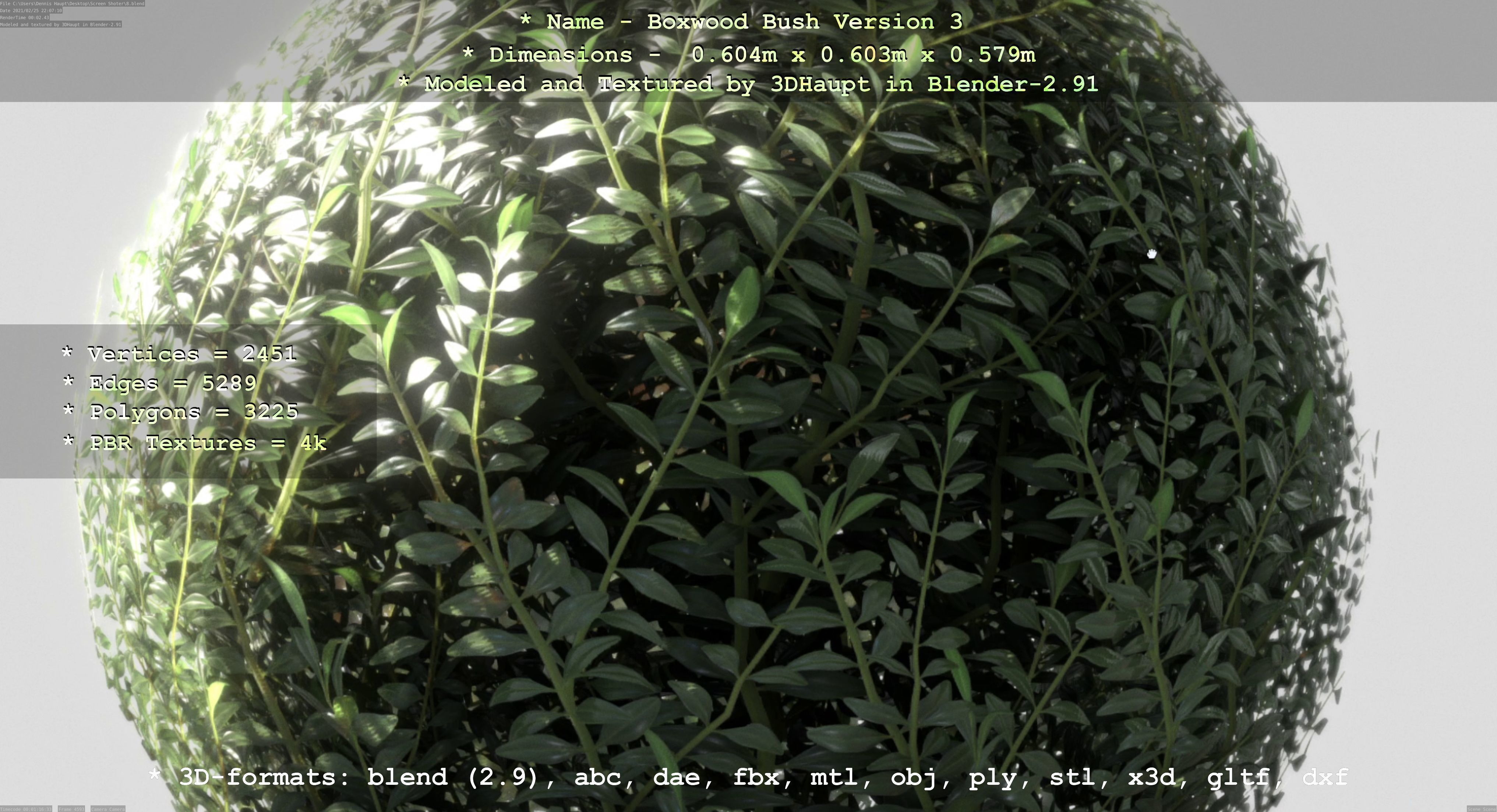 Low-Poly Boxwood Bush Version 3 Low-poly 3D model_120