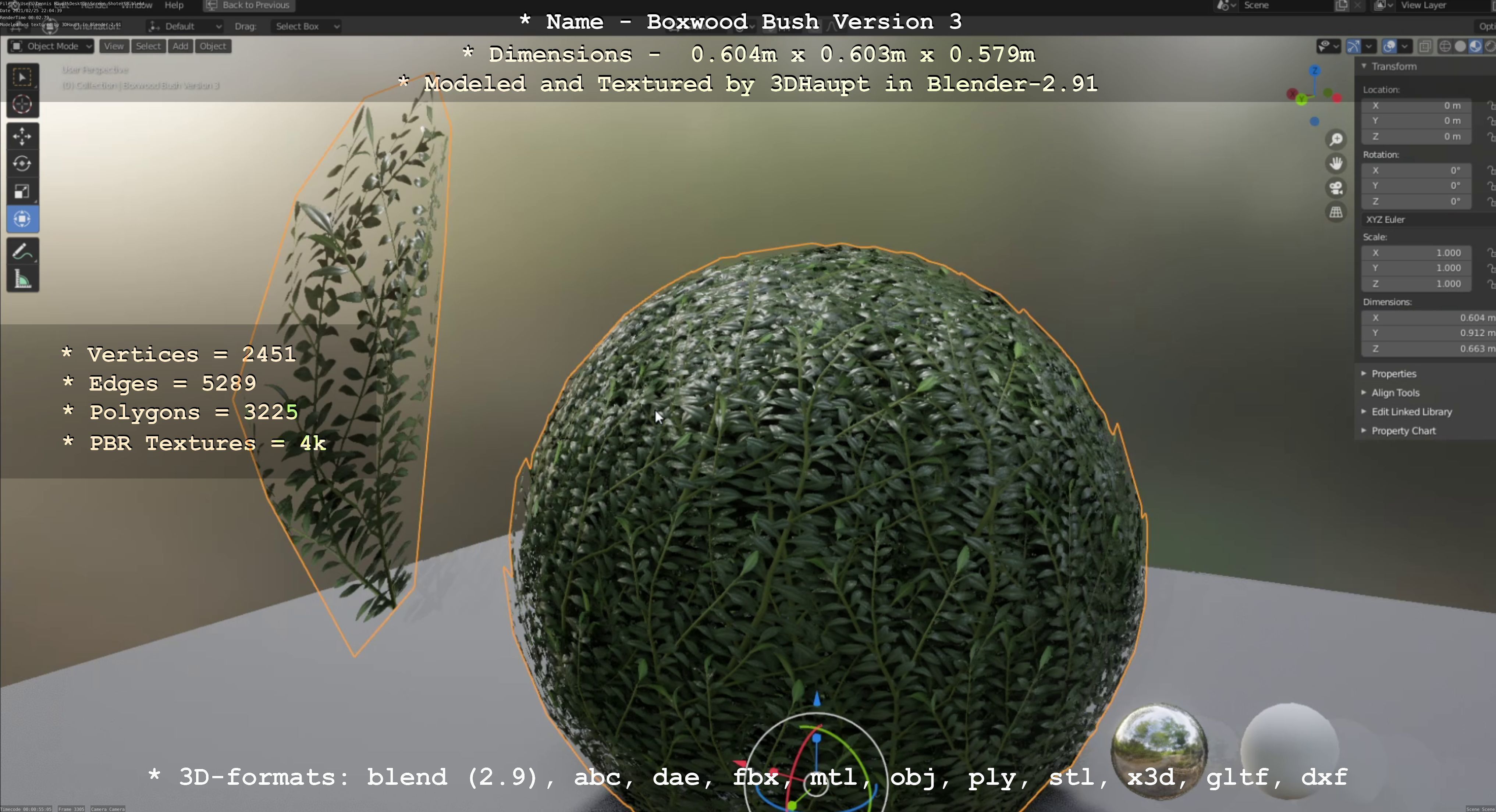 Low-Poly Boxwood Bush Version 3 Low-poly 3D model_46