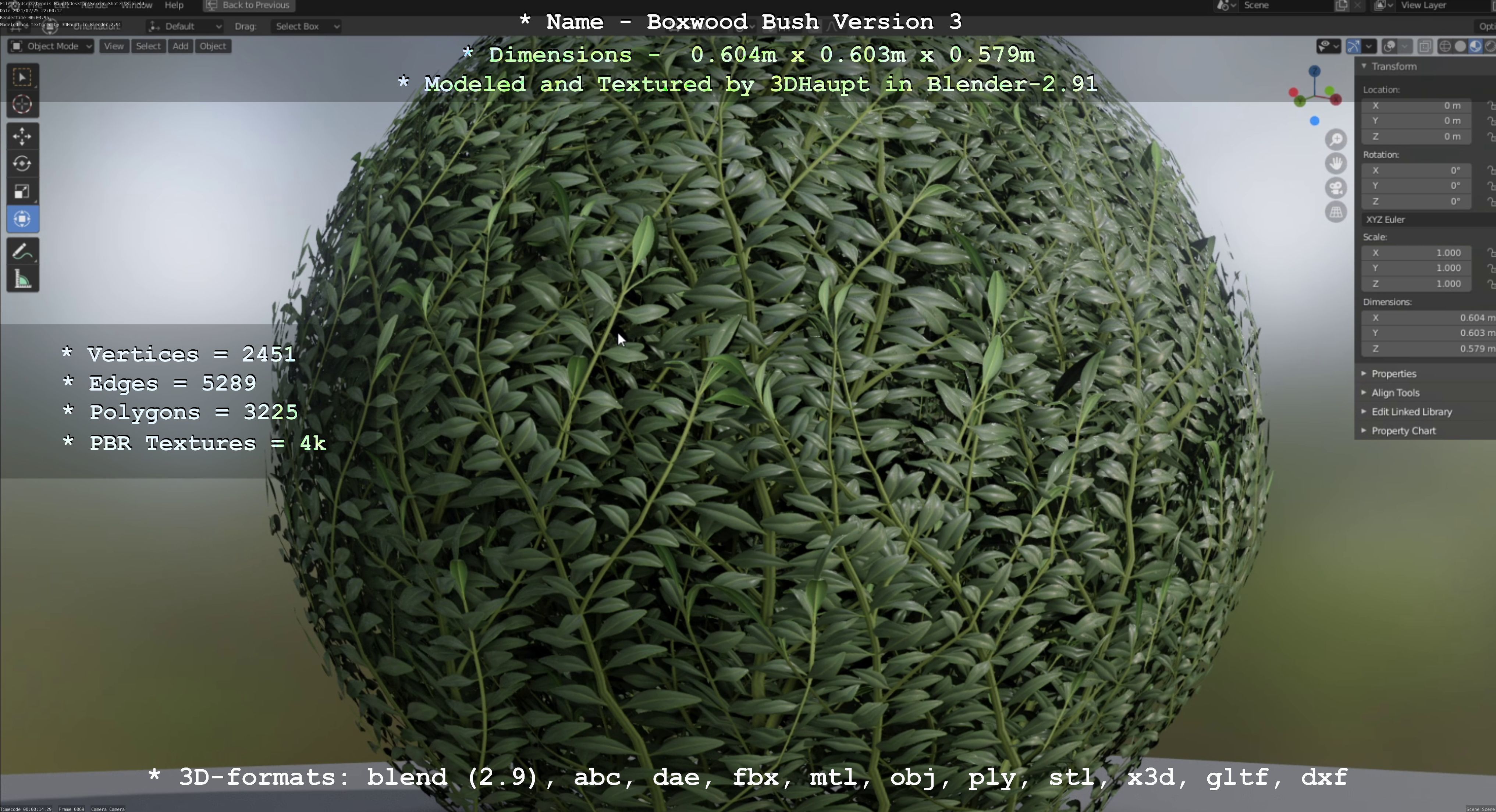 Low-Poly Boxwood Bush Version 3 Low-poly 3D model_94