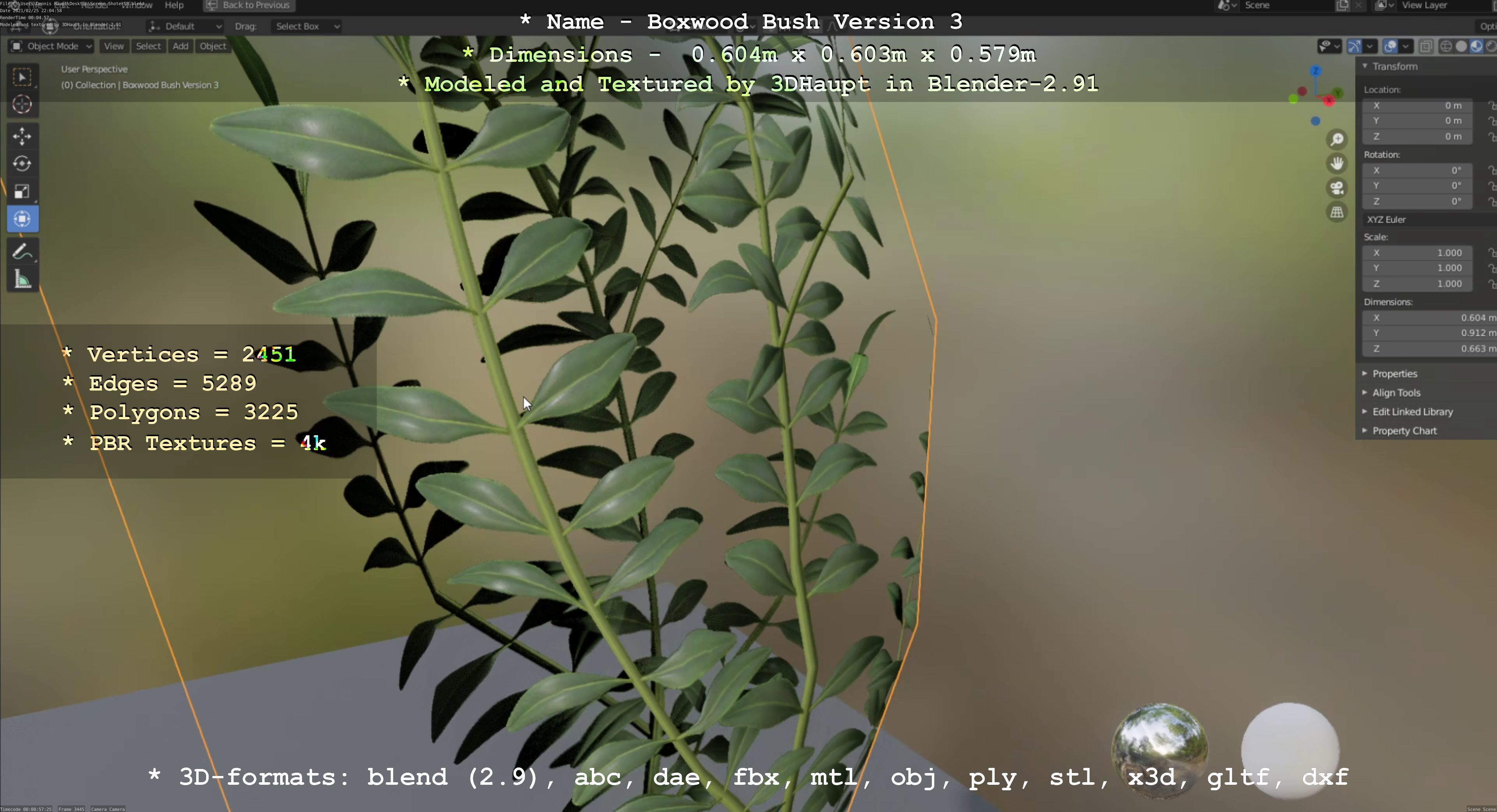 Low-Poly Boxwood Bush Version 3 Low-poly 3D model_129