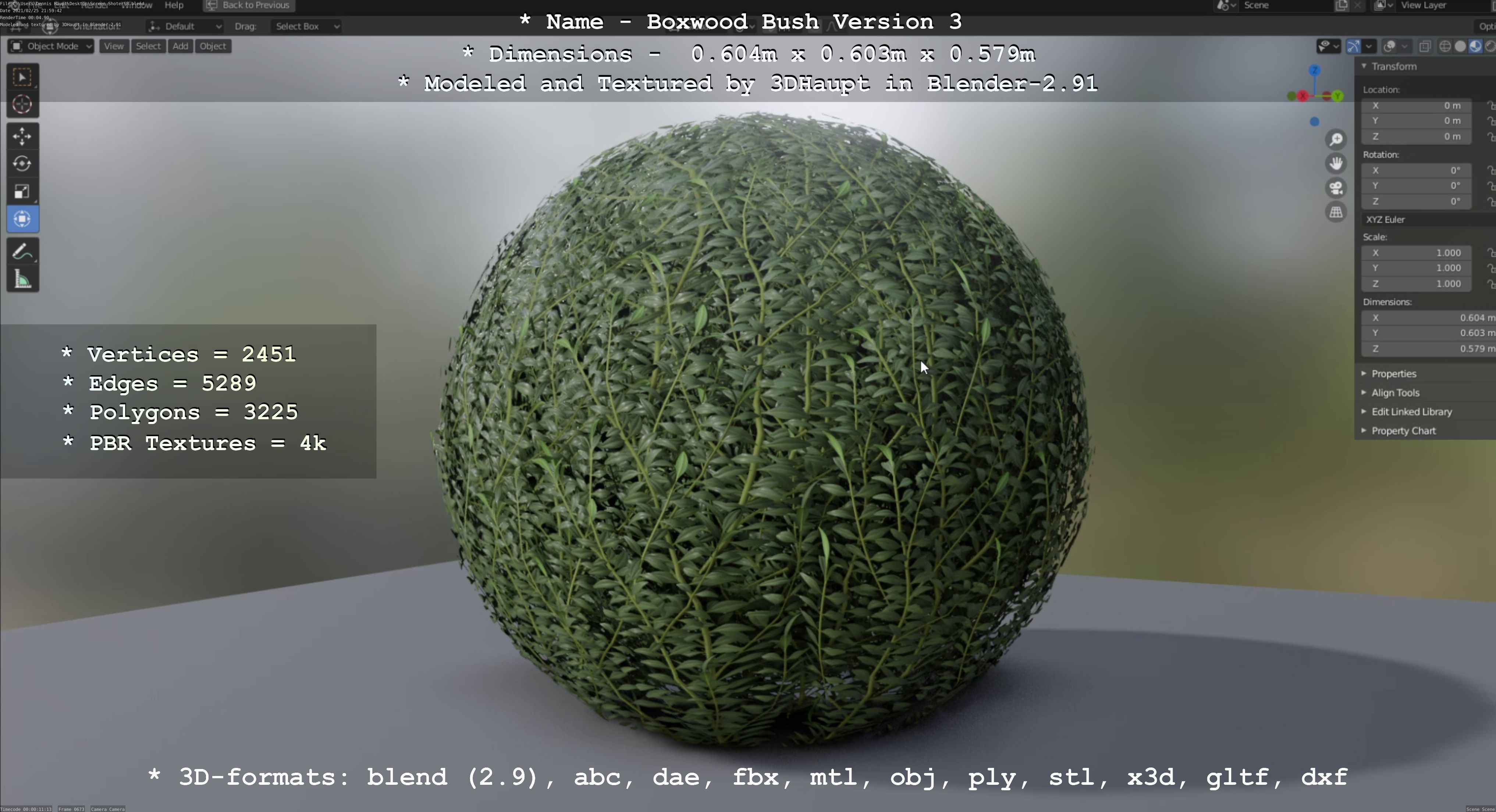 Low-Poly Boxwood Bush Version 3 Low-poly 3D model_35