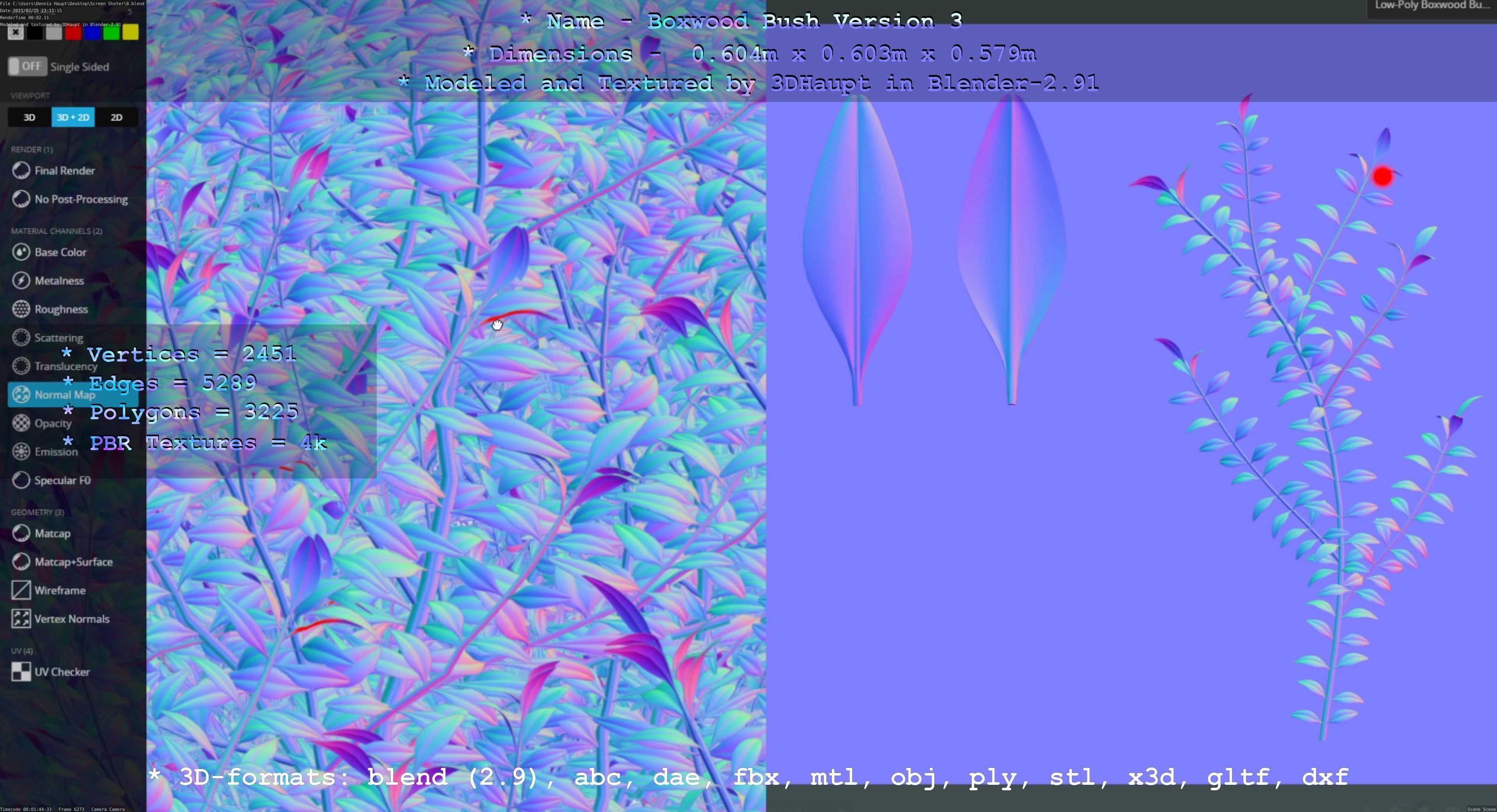 Low-Poly Boxwood Bush Version 3 Low-poly 3D model_16