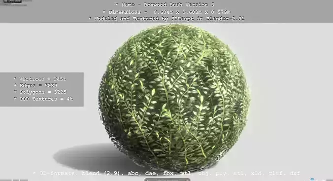 Low-Poly Boxwood Bush Version 3 Low-poly 3D model