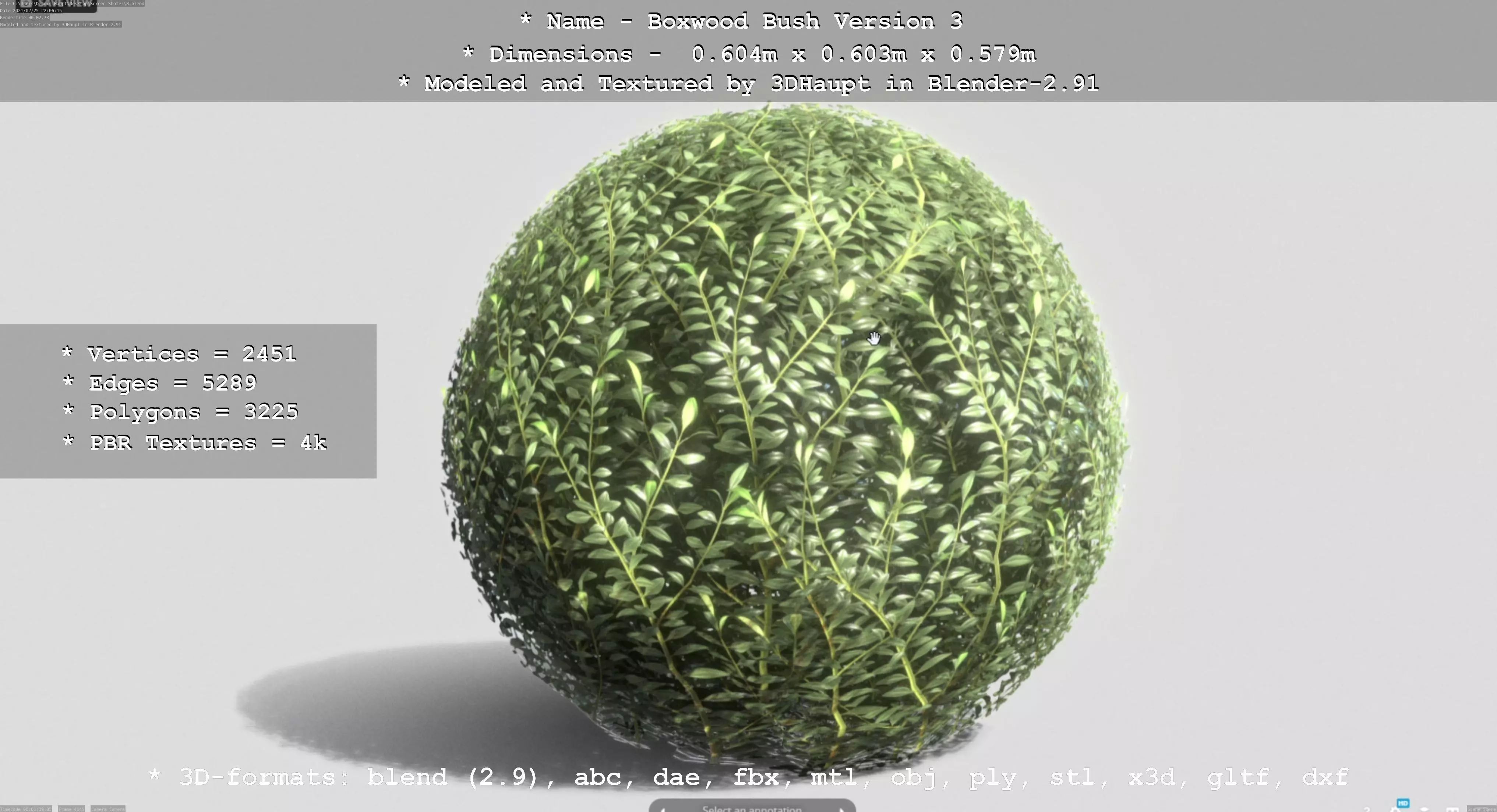 Low-Poly Boxwood Bush Version 3 Low-poly 3D model_0