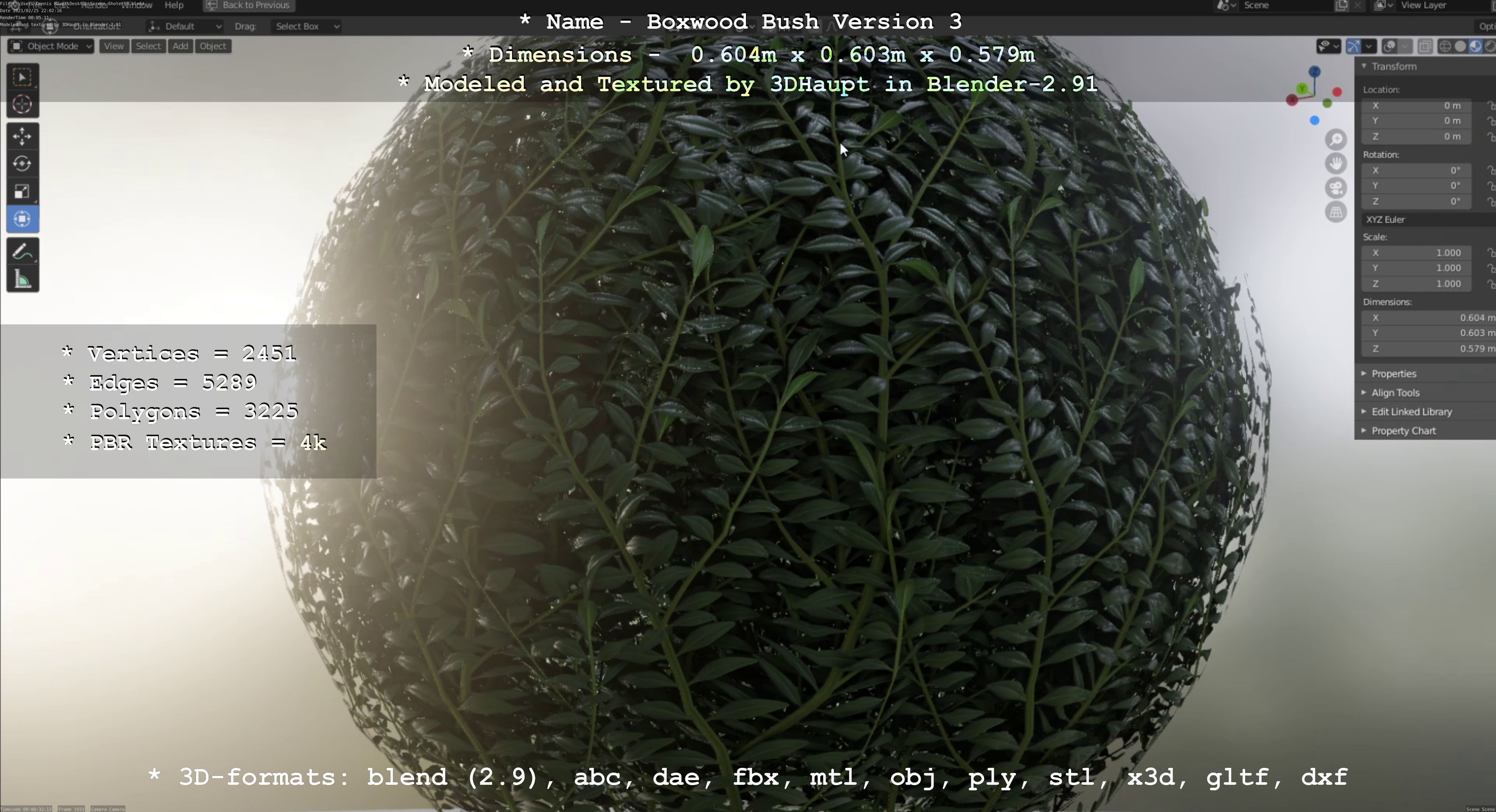 Low-Poly Boxwood Bush Version 3 Low-poly 3D model_40